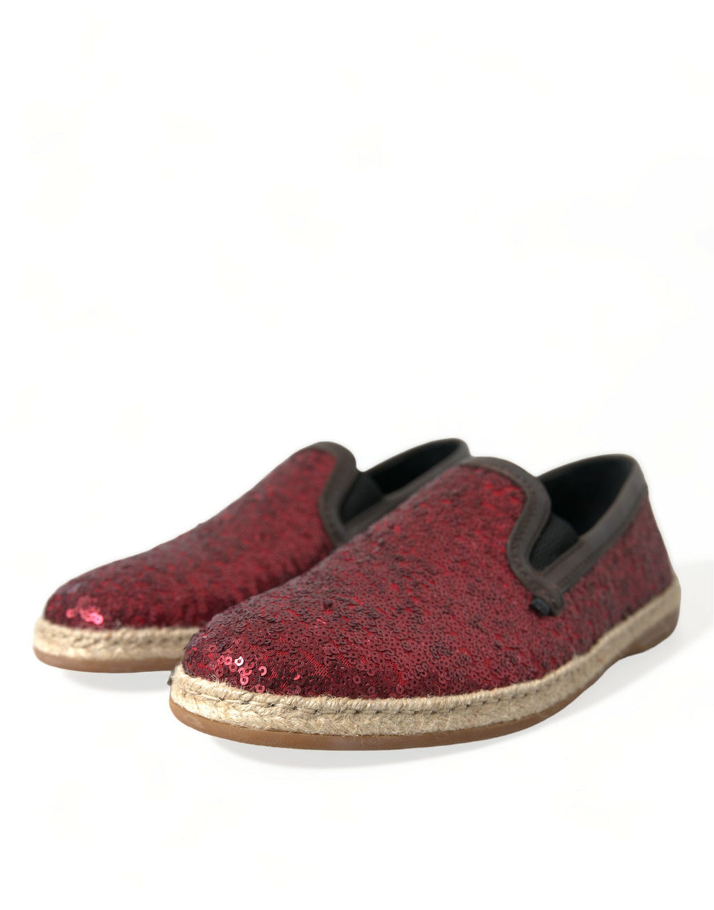 Dolce &amp; Gabbana Rote Leder-Loafer mit Pailletten