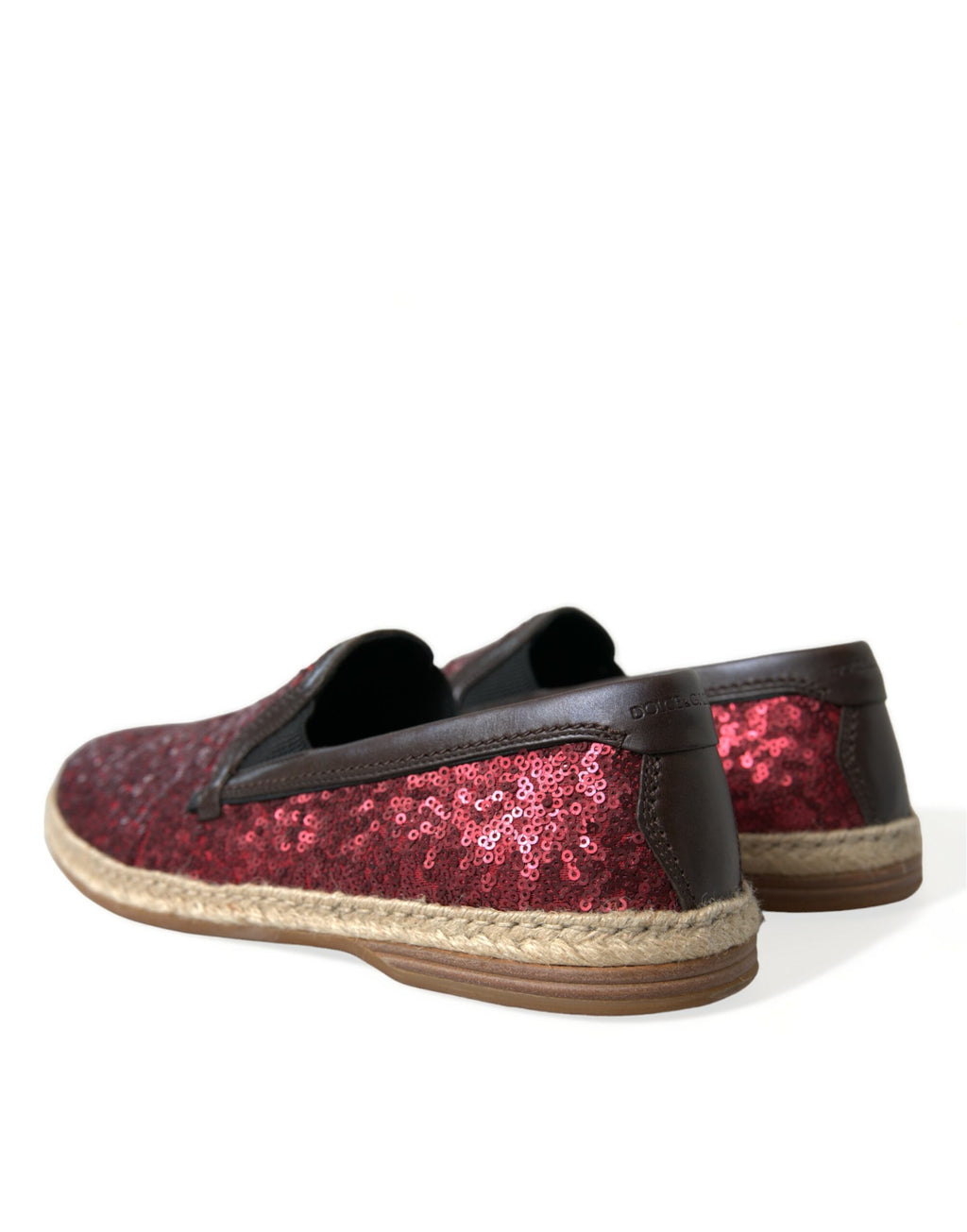 Dolce &amp; Gabbana Rote Leder-Loafer mit Pailletten