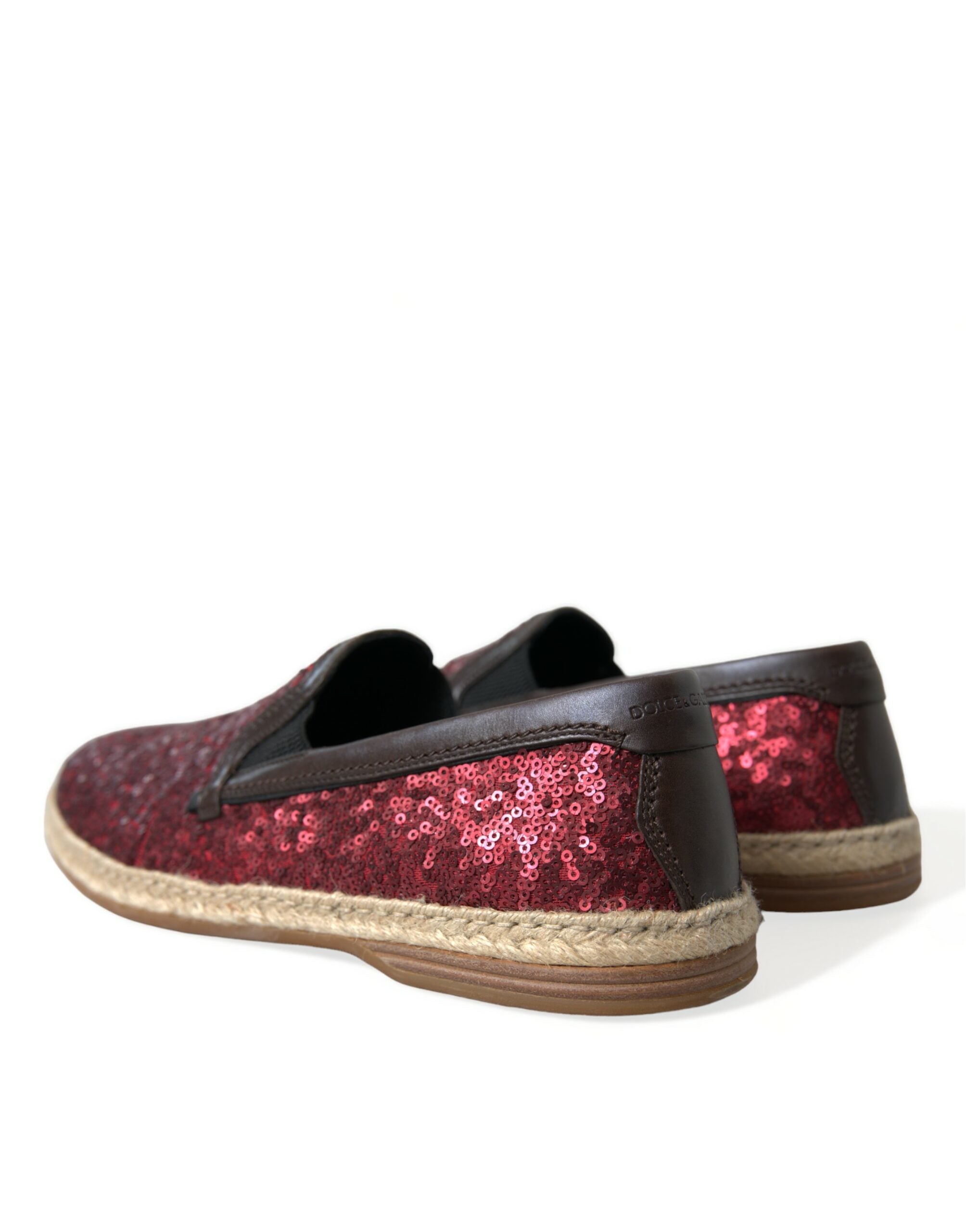Dolce &amp; Gabbana Rote Leder-Loafer mit Pailletten