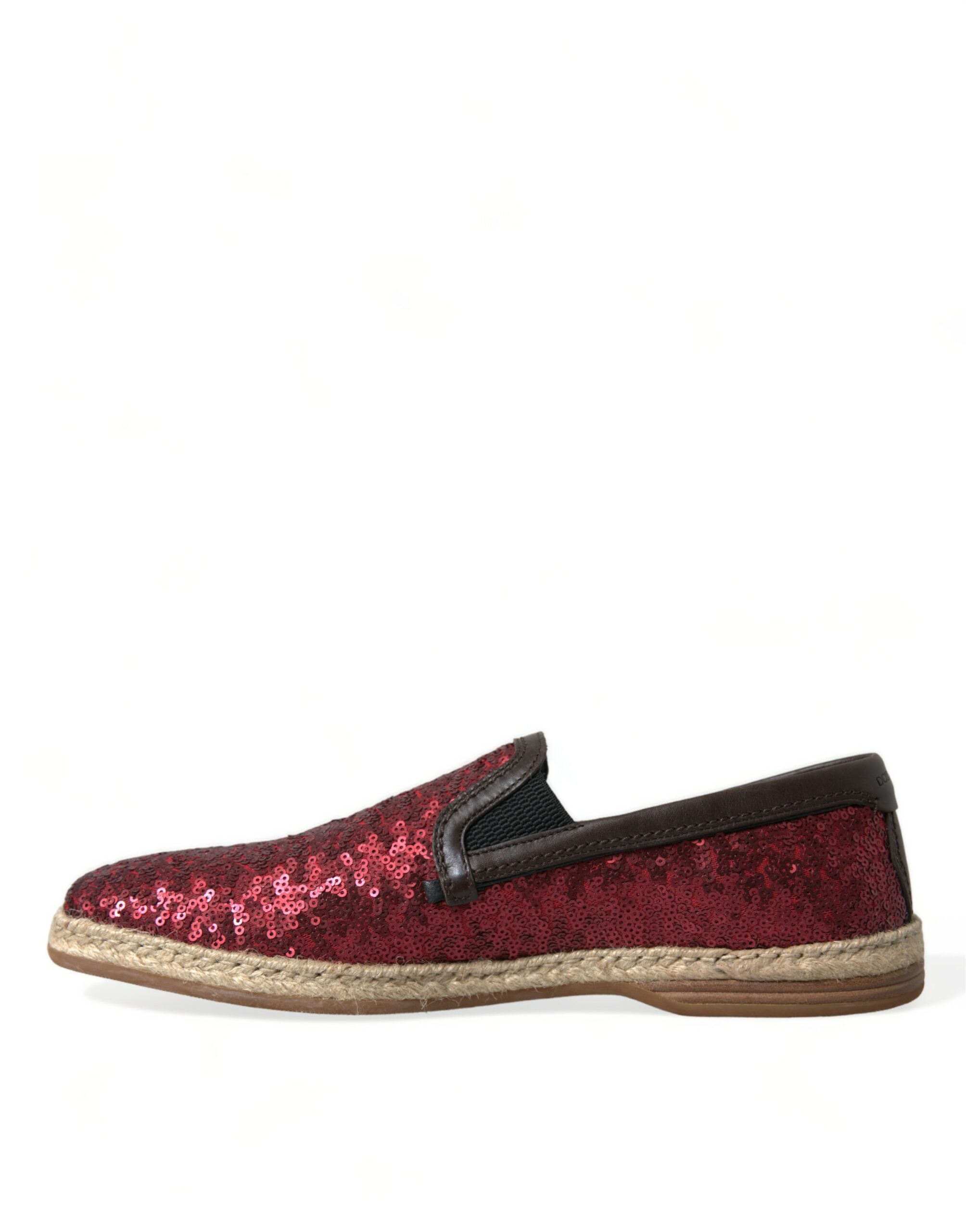 Dolce &amp; Gabbana Rote Leder-Loafer mit Pailletten