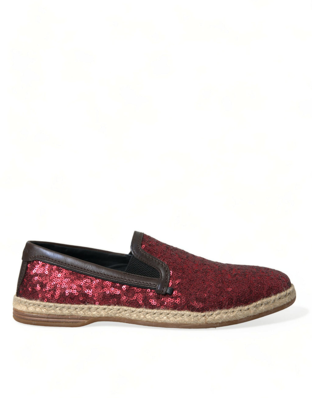 Dolce &amp; Gabbana Rote Leder-Loafer mit Pailletten