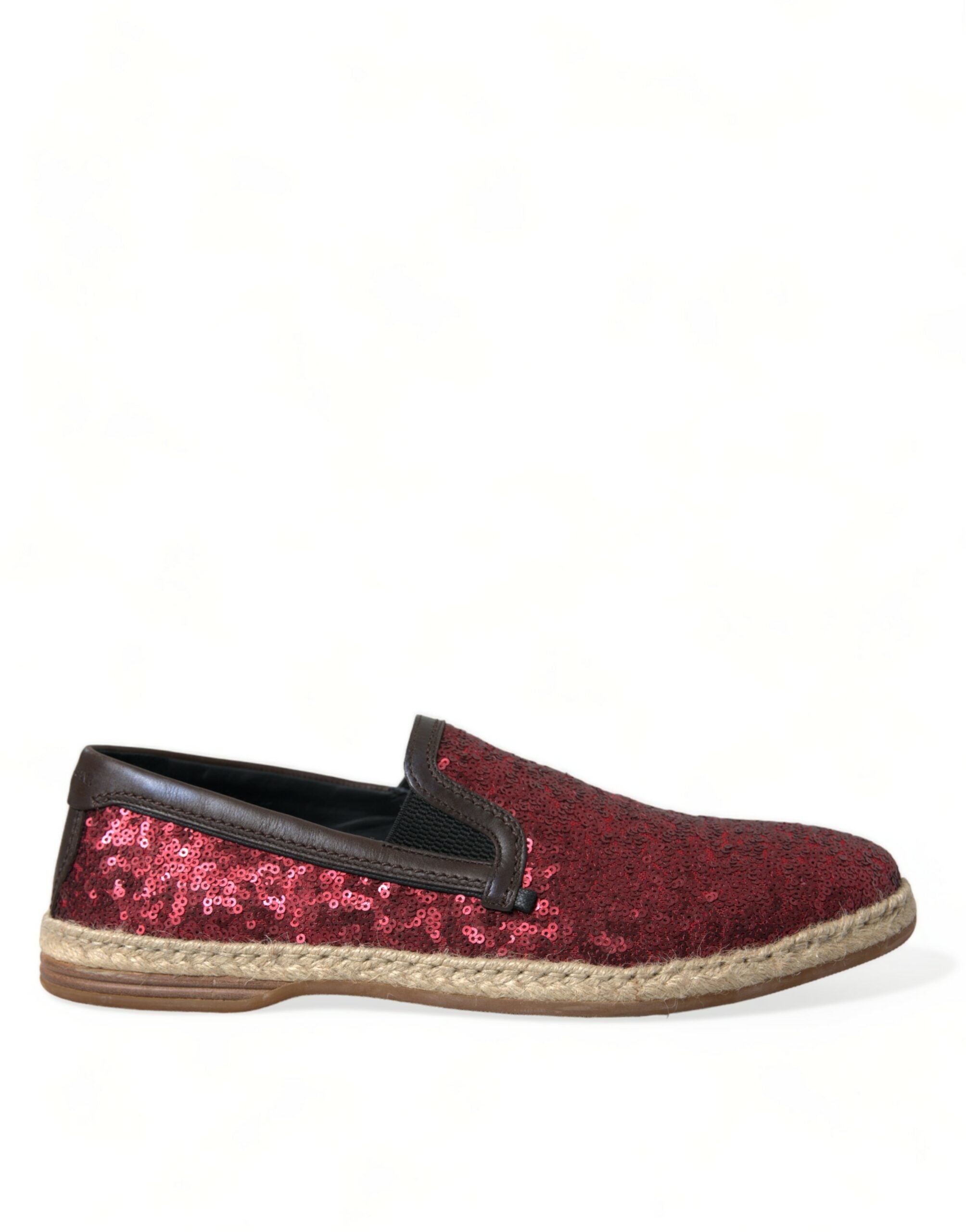 Dolce &amp; Gabbana Rote Leder-Loafer mit Pailletten