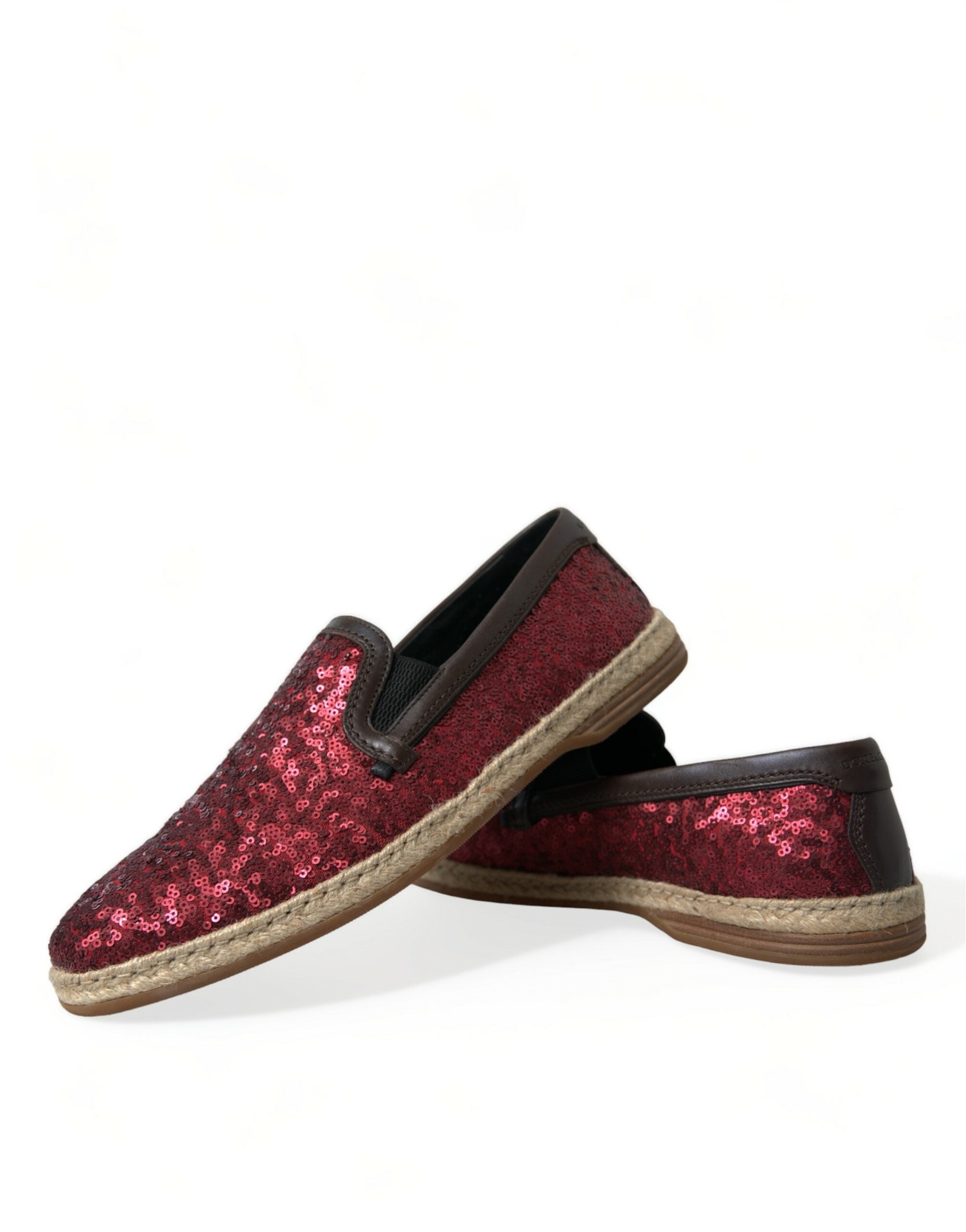 Dolce &amp; Gabbana Rote Leder-Loafer mit Pailletten