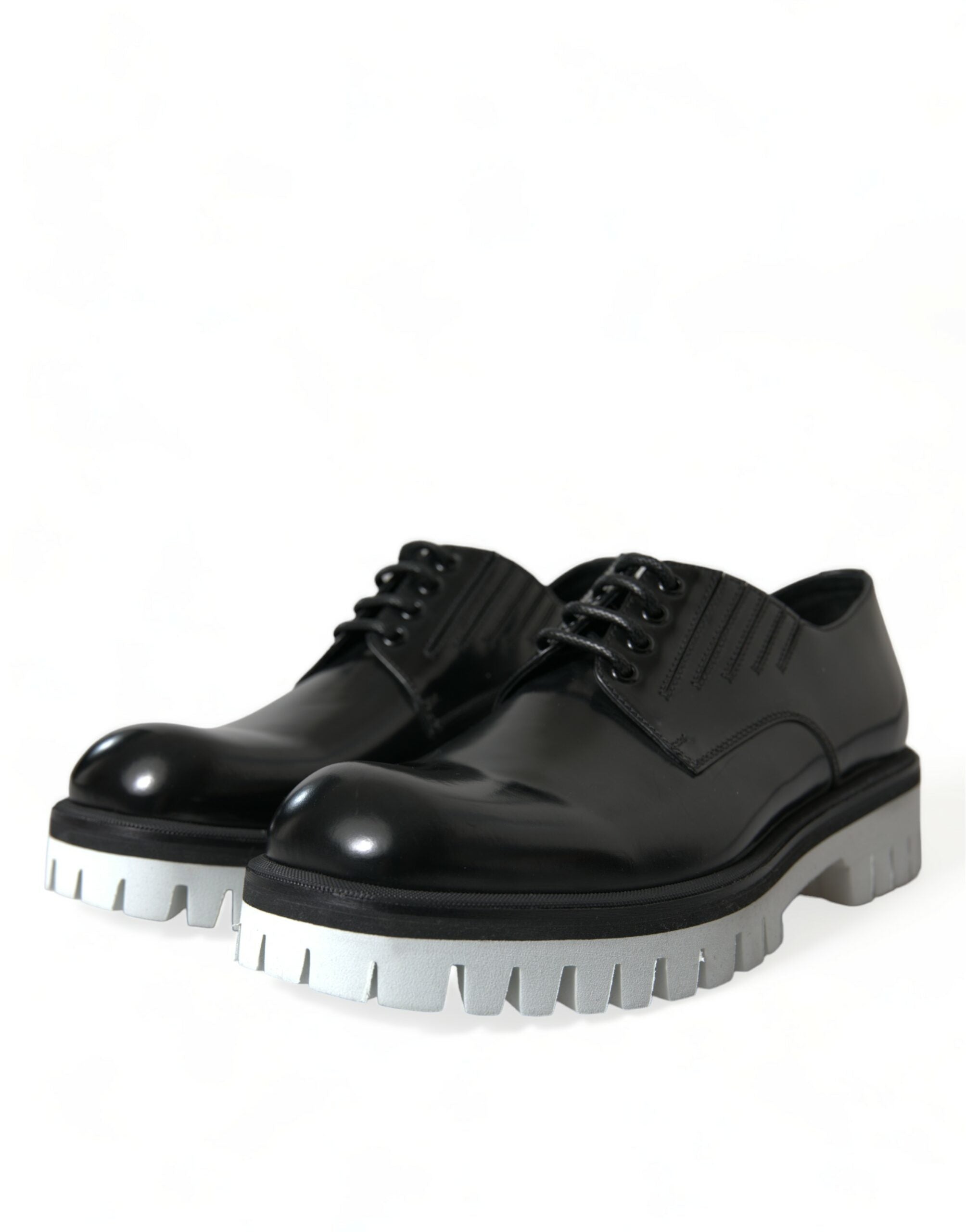 Dolce &amp; Gabbana – Edle Derby-Schuhe aus schwarz-weißem Leder