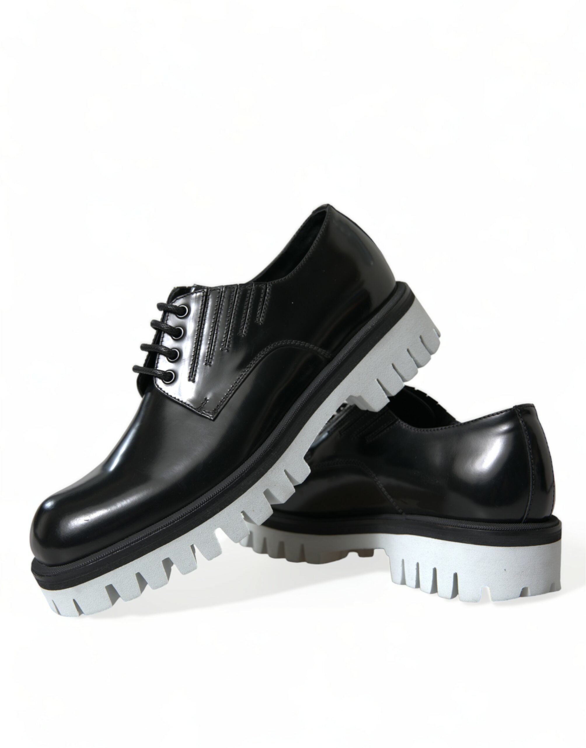 Dolce &amp; Gabbana – Edle Derby-Schuhe aus schwarz-weißem Leder