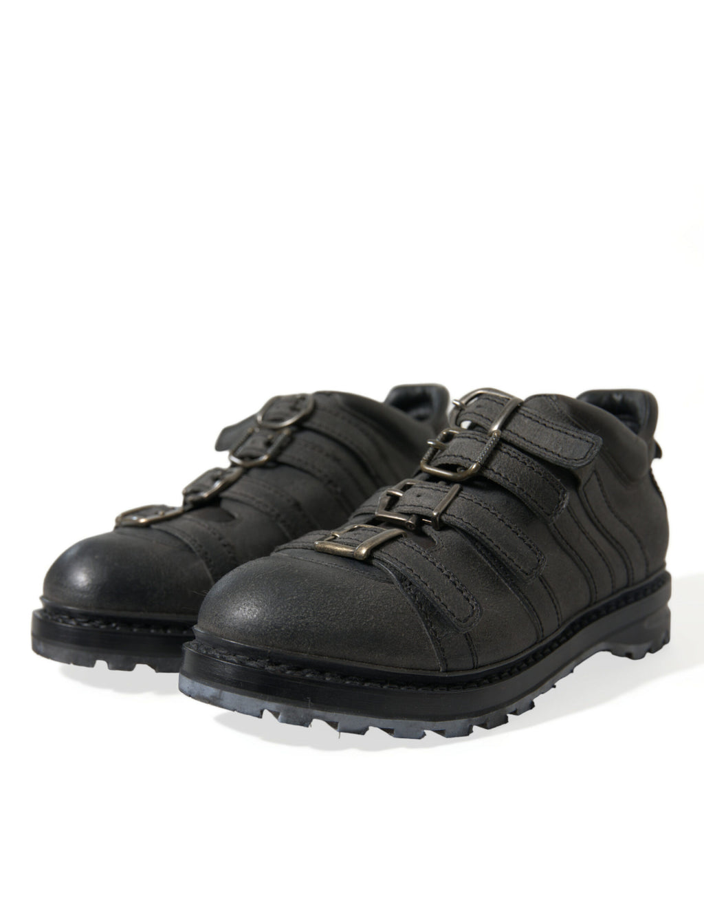 Dolce &amp; Gabbana Schwarze Lederstiefel mit Knöchelriemen