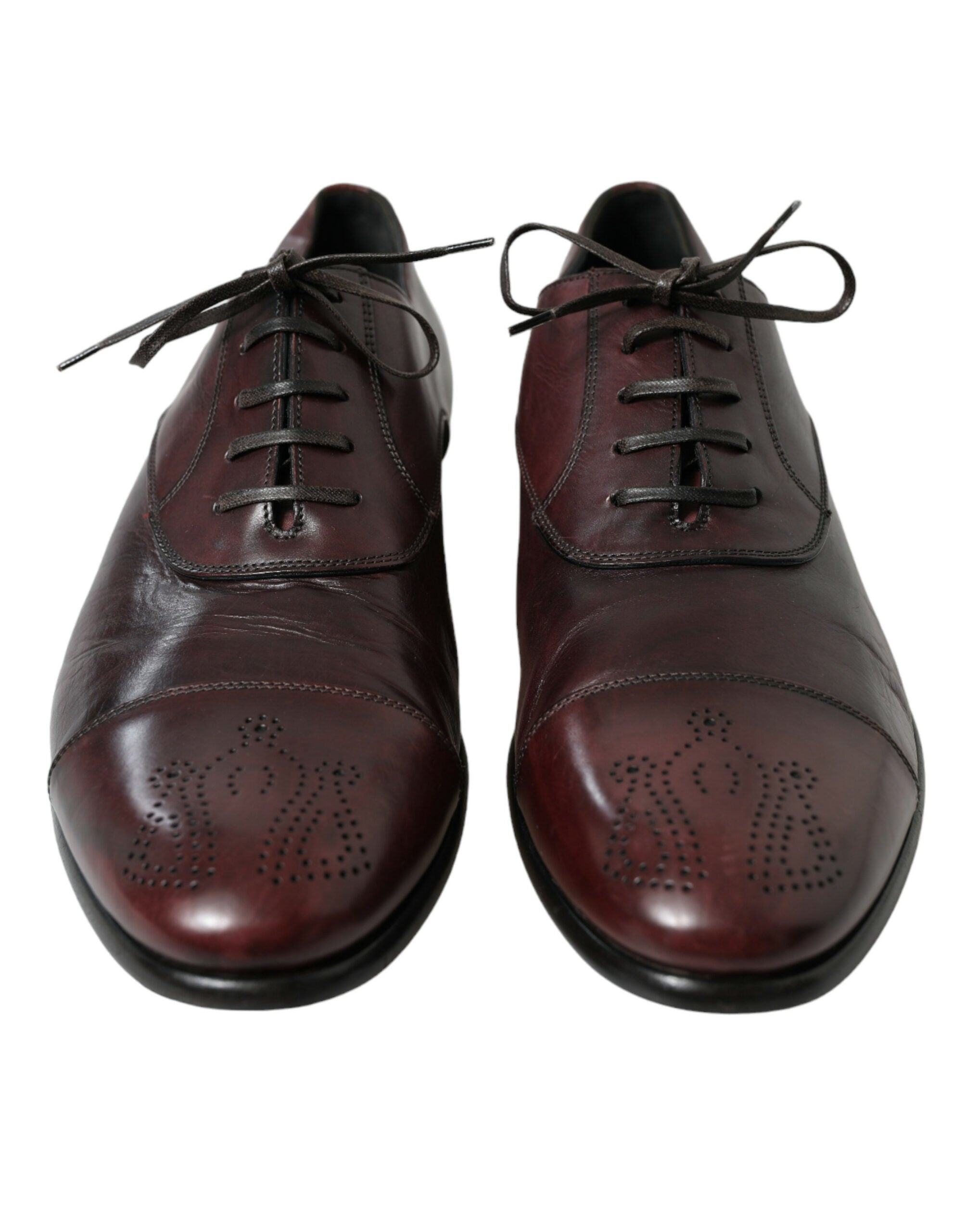 Dolce &amp; Gabbana Elegante burgunderfarbene Derby-Schuhe aus Leder