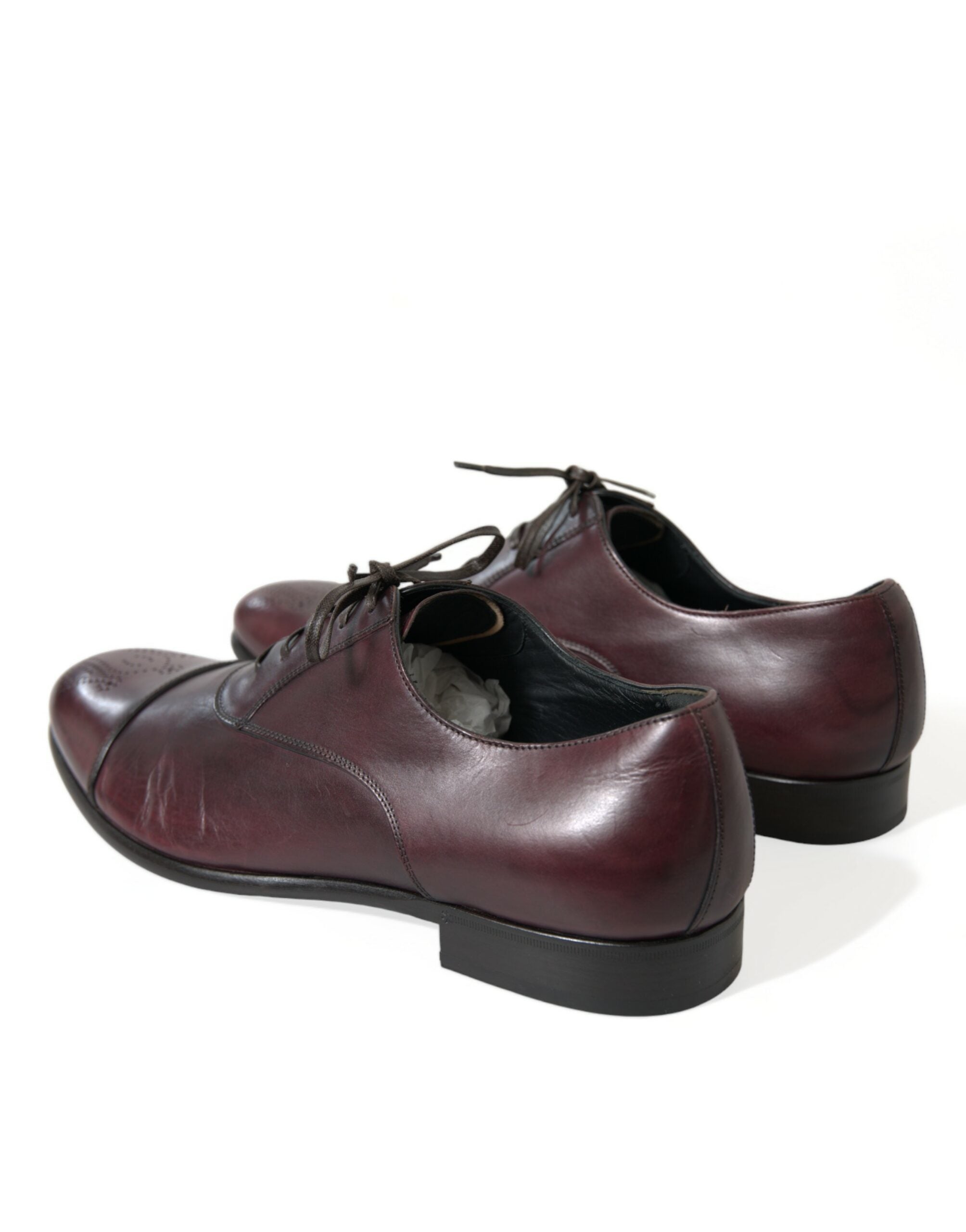 Dolce &amp; Gabbana Elegante burgunderfarbene Derby-Schuhe aus Leder