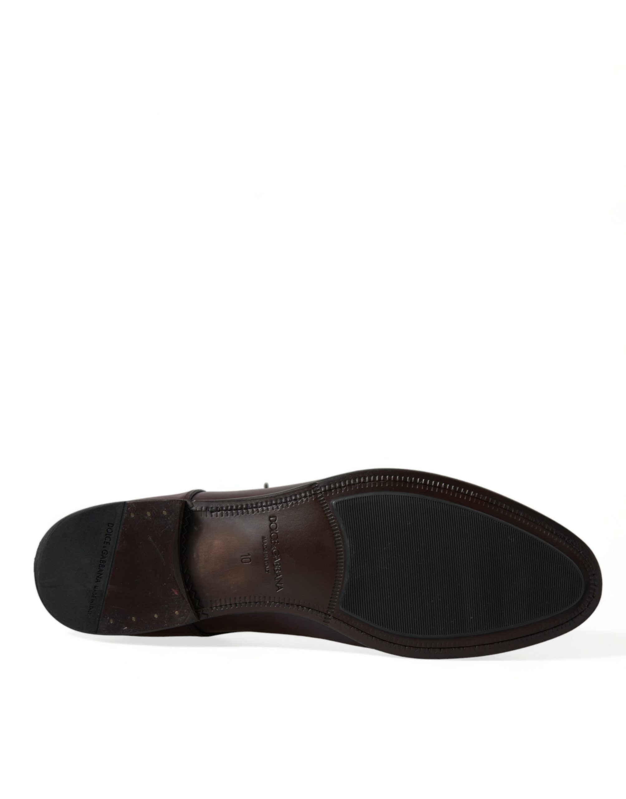 Dolce &amp; Gabbana Elegante burgunderfarbene Derby-Schuhe aus Leder