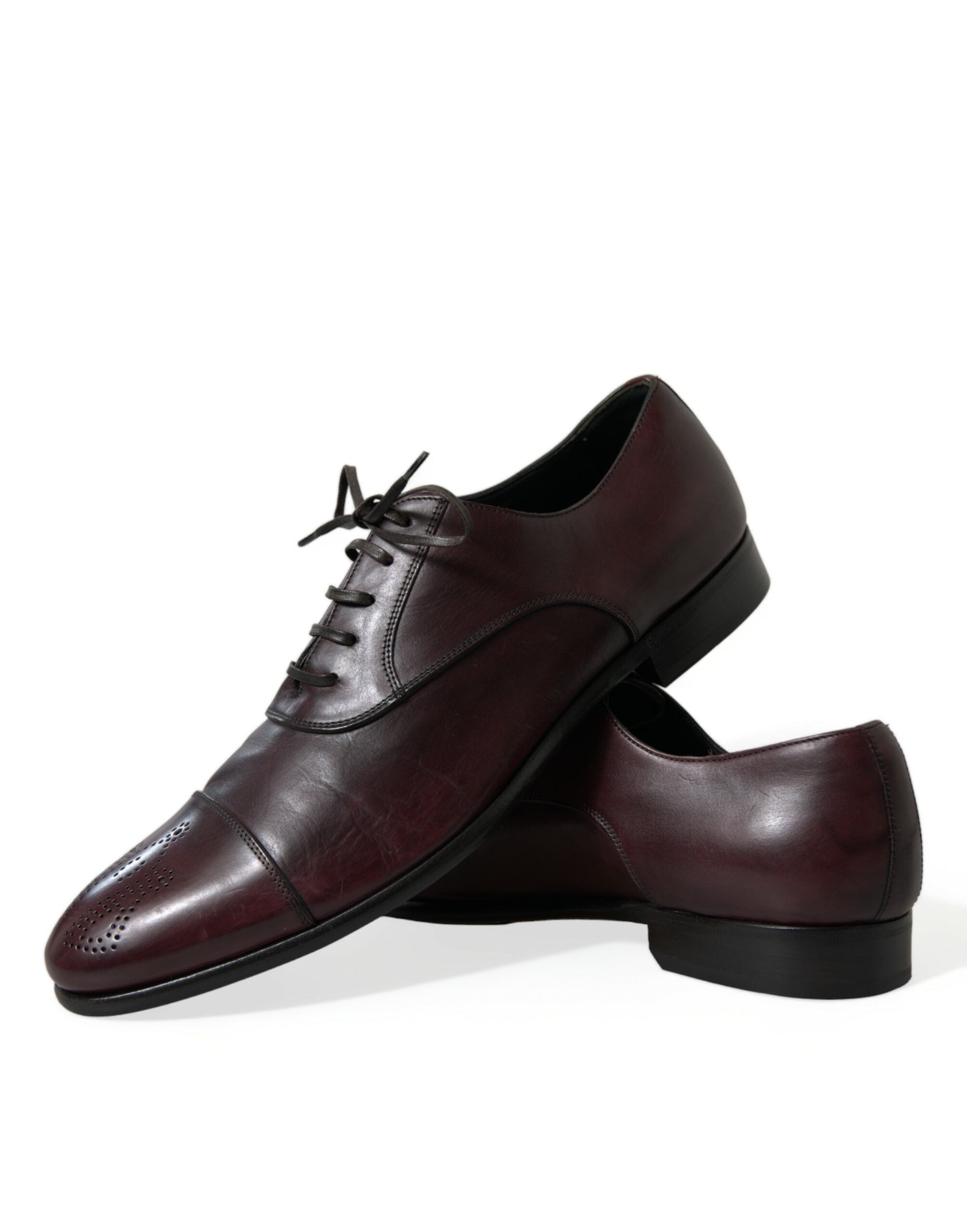 Dolce &amp; Gabbana Elegante burgunderfarbene Derby-Schuhe aus Leder