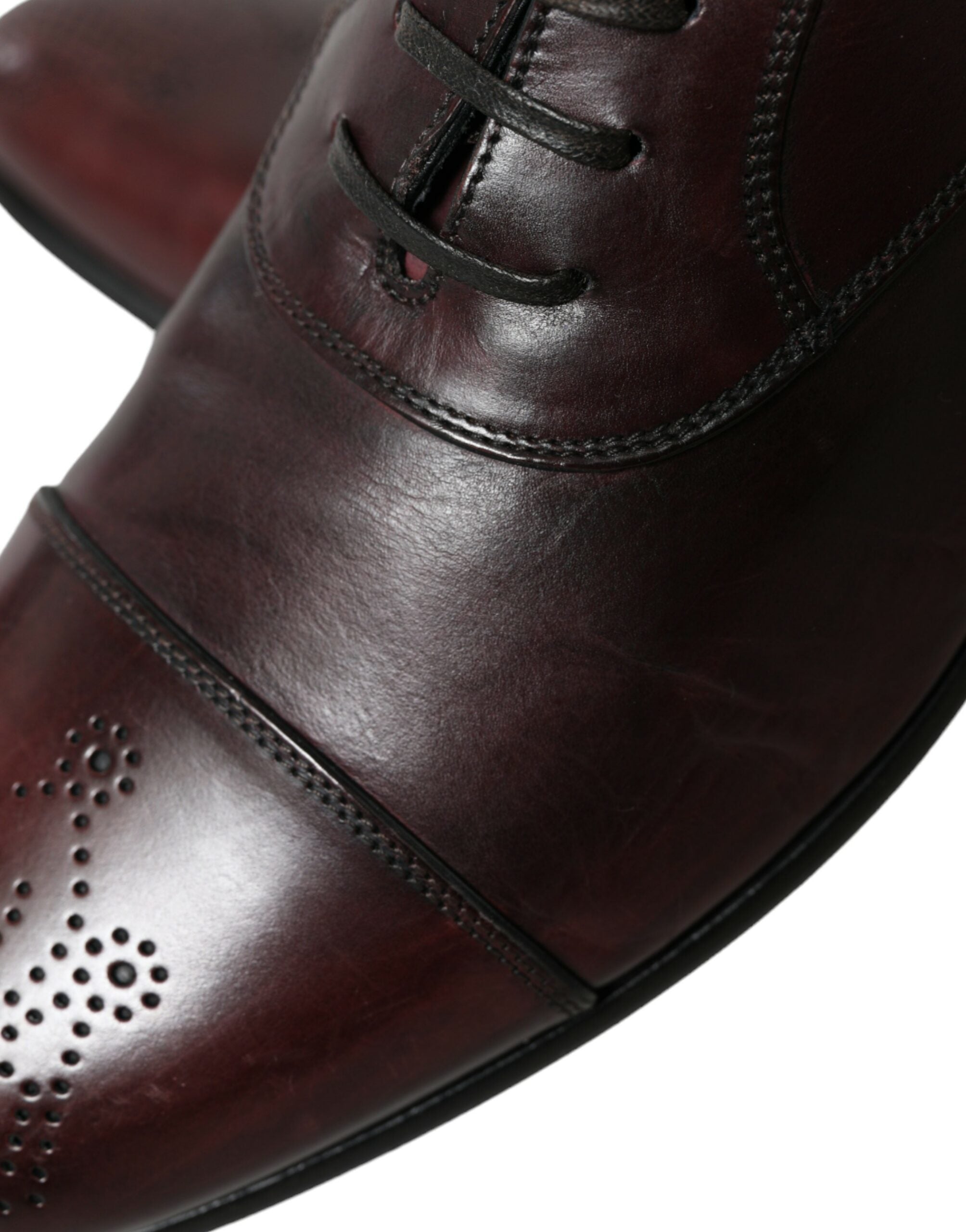 Dolce &amp; Gabbana Elegante burgunderfarbene Derby-Schuhe aus Leder