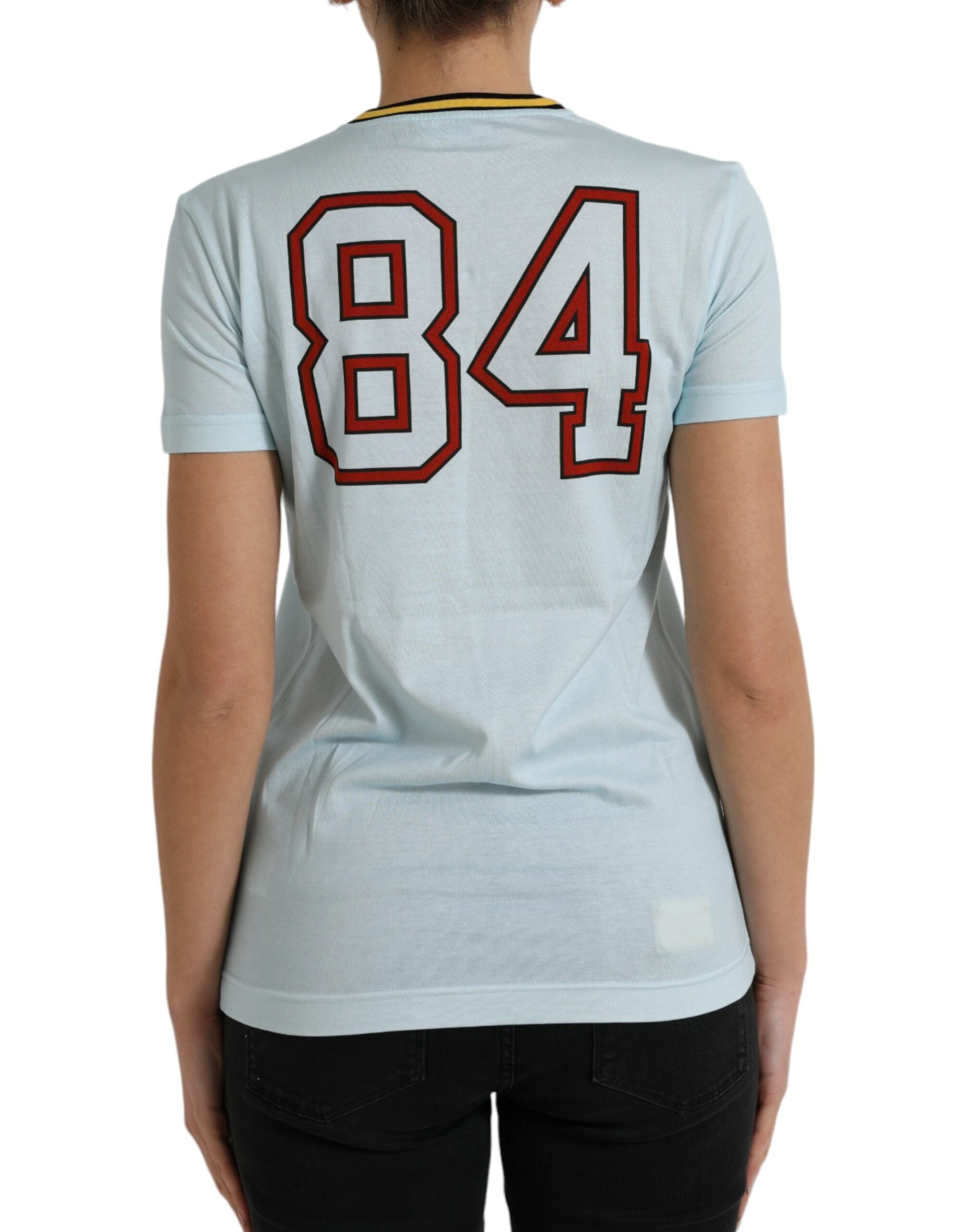 Dolce &amp; Gabbana Elegantes hellblaues Baumwoll-T-Shirt