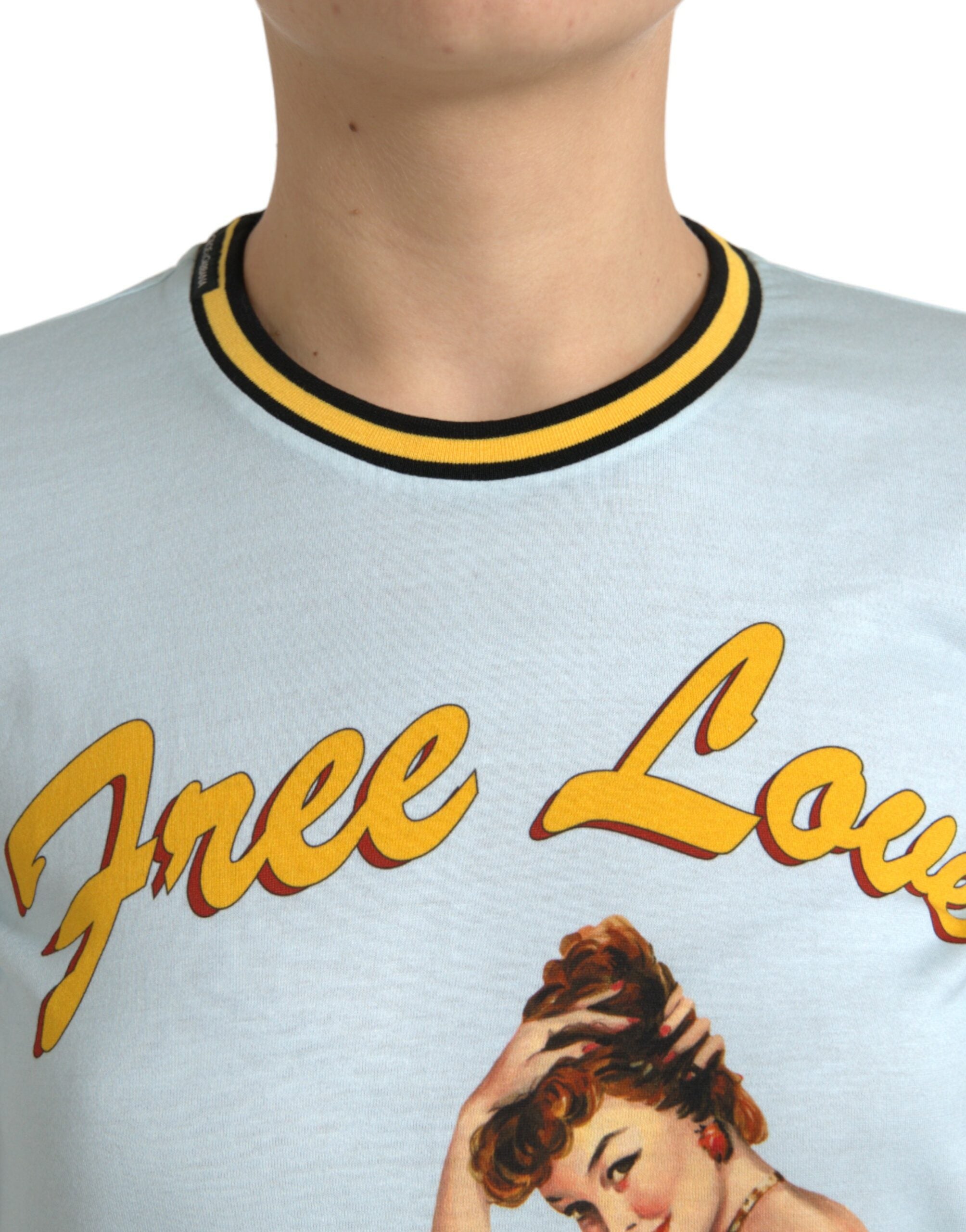 Dolce &amp; Gabbana Elegantes hellblaues Baumwoll-T-Shirt