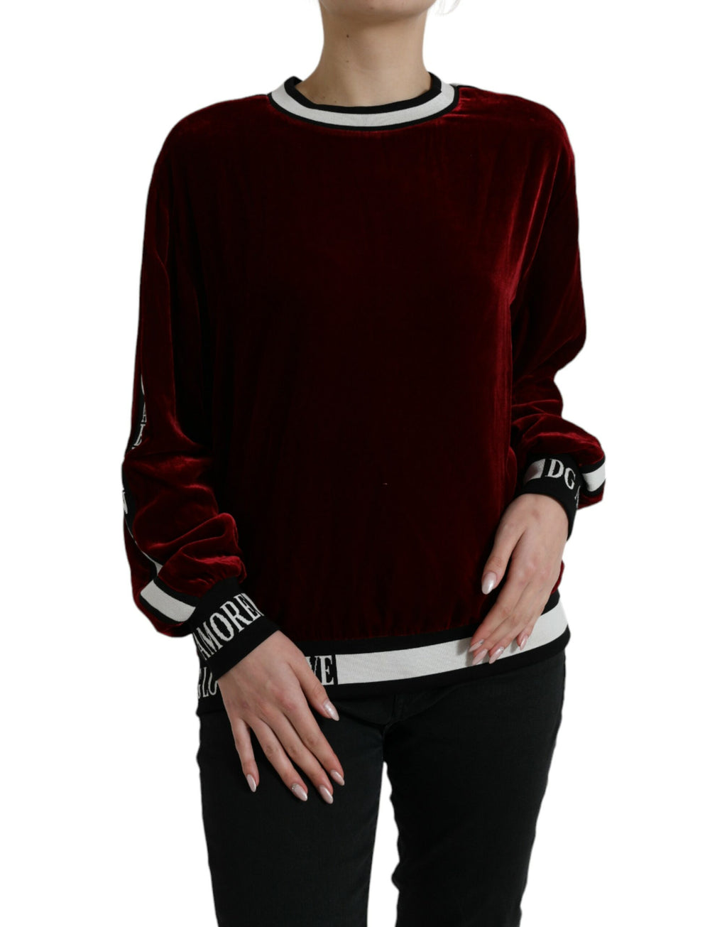 Dolce &amp; Gabbana Eleganter Pullover aus burgunderroter Seidenmischung
