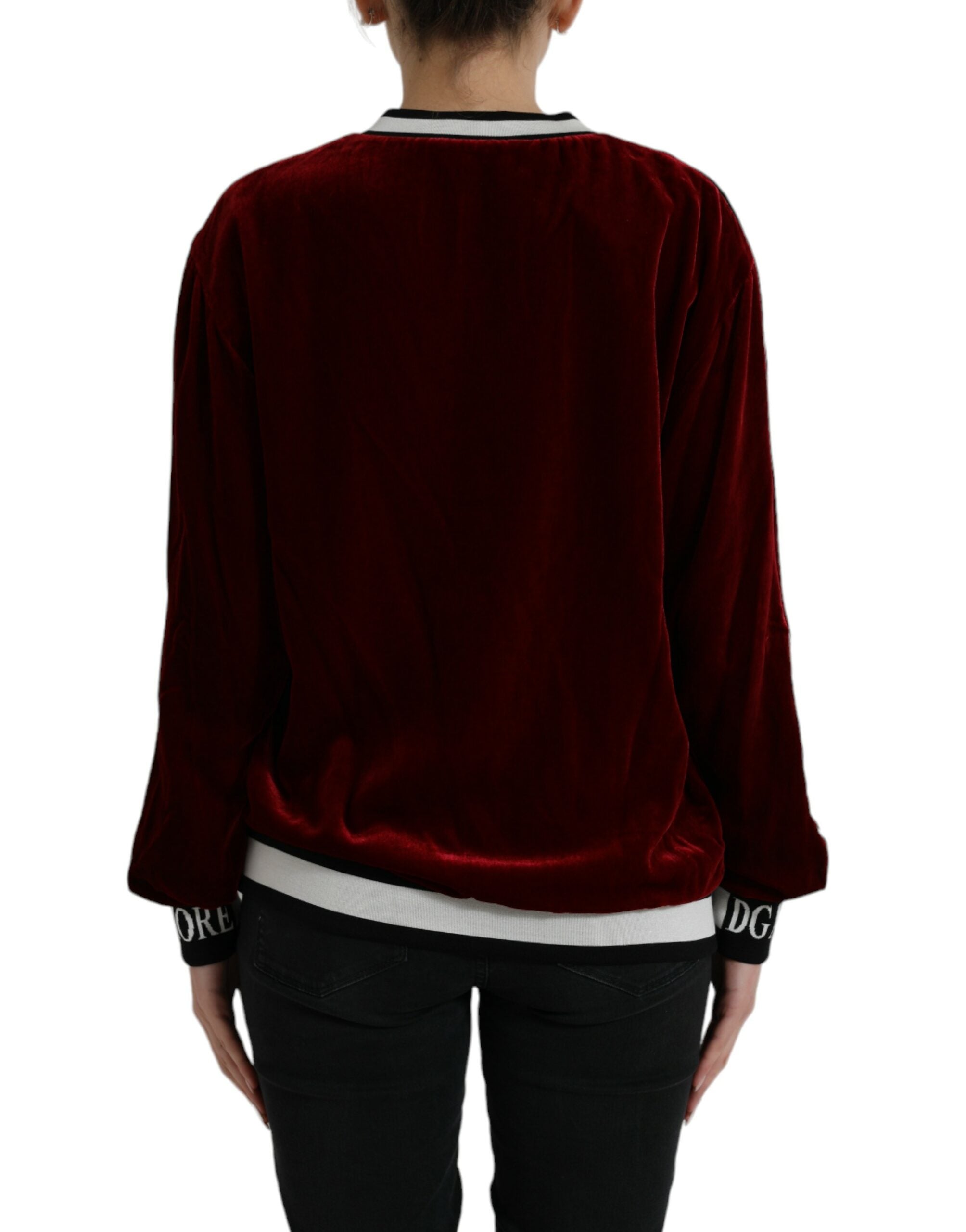 Dolce &amp; Gabbana Eleganter Pullover aus burgunderroter Seidenmischung