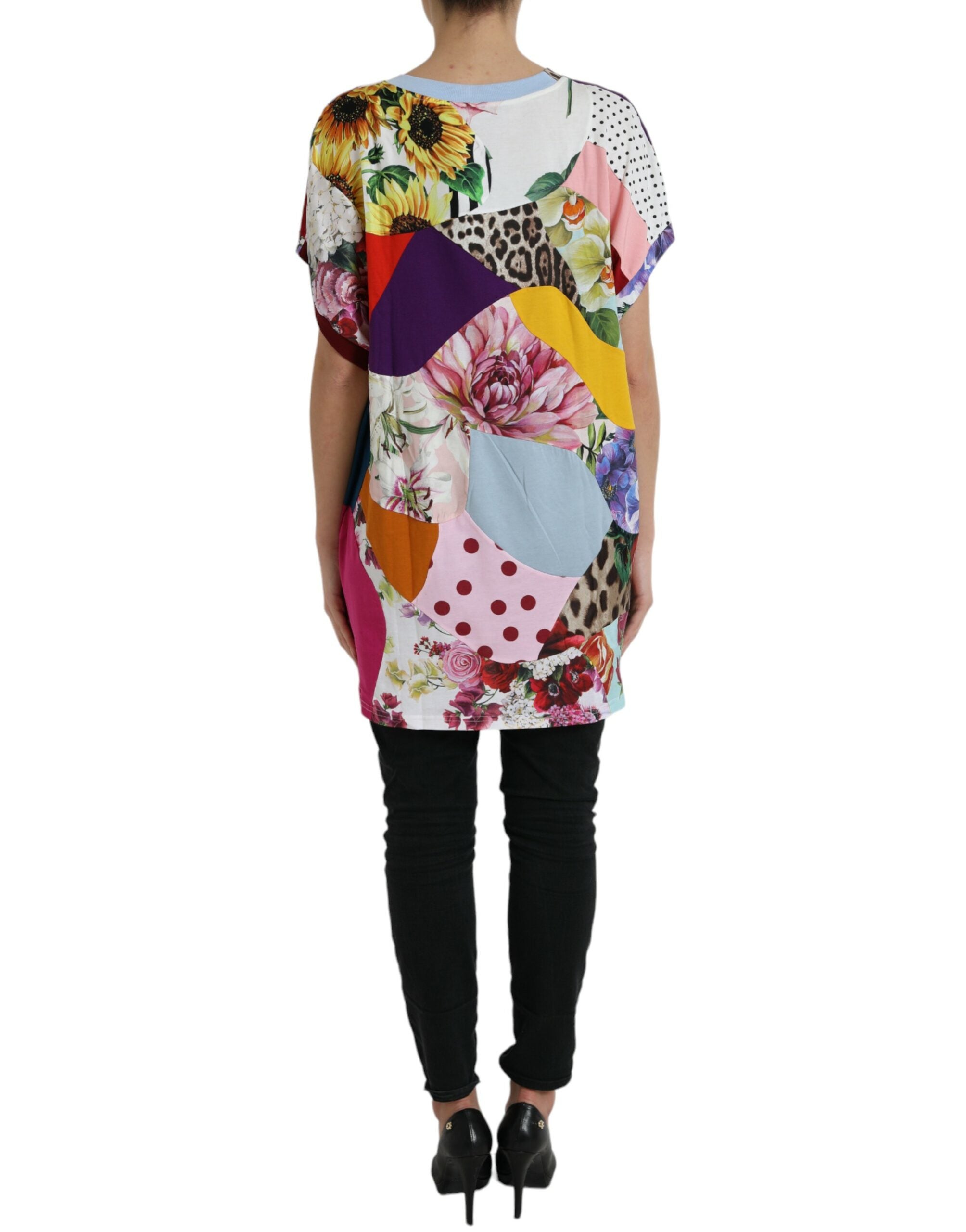Dolce &amp; Gabbana Mehrfarbige Patchwork-Bluse aus Baumwolle und Seide