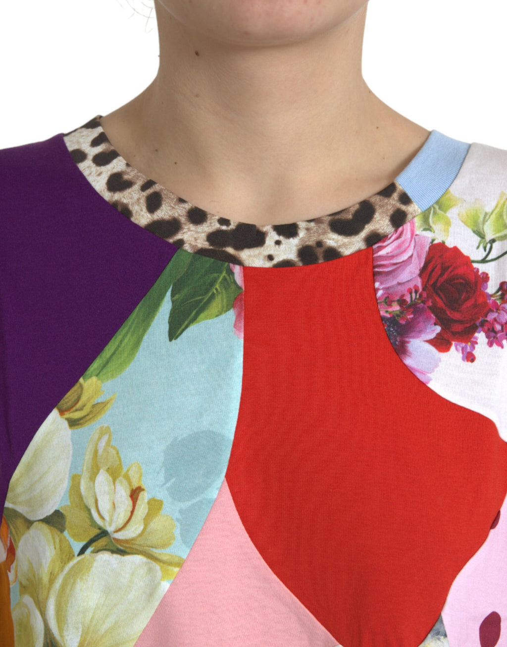 Dolce &amp; Gabbana Mehrfarbige Patchwork-Bluse aus Baumwolle und Seide