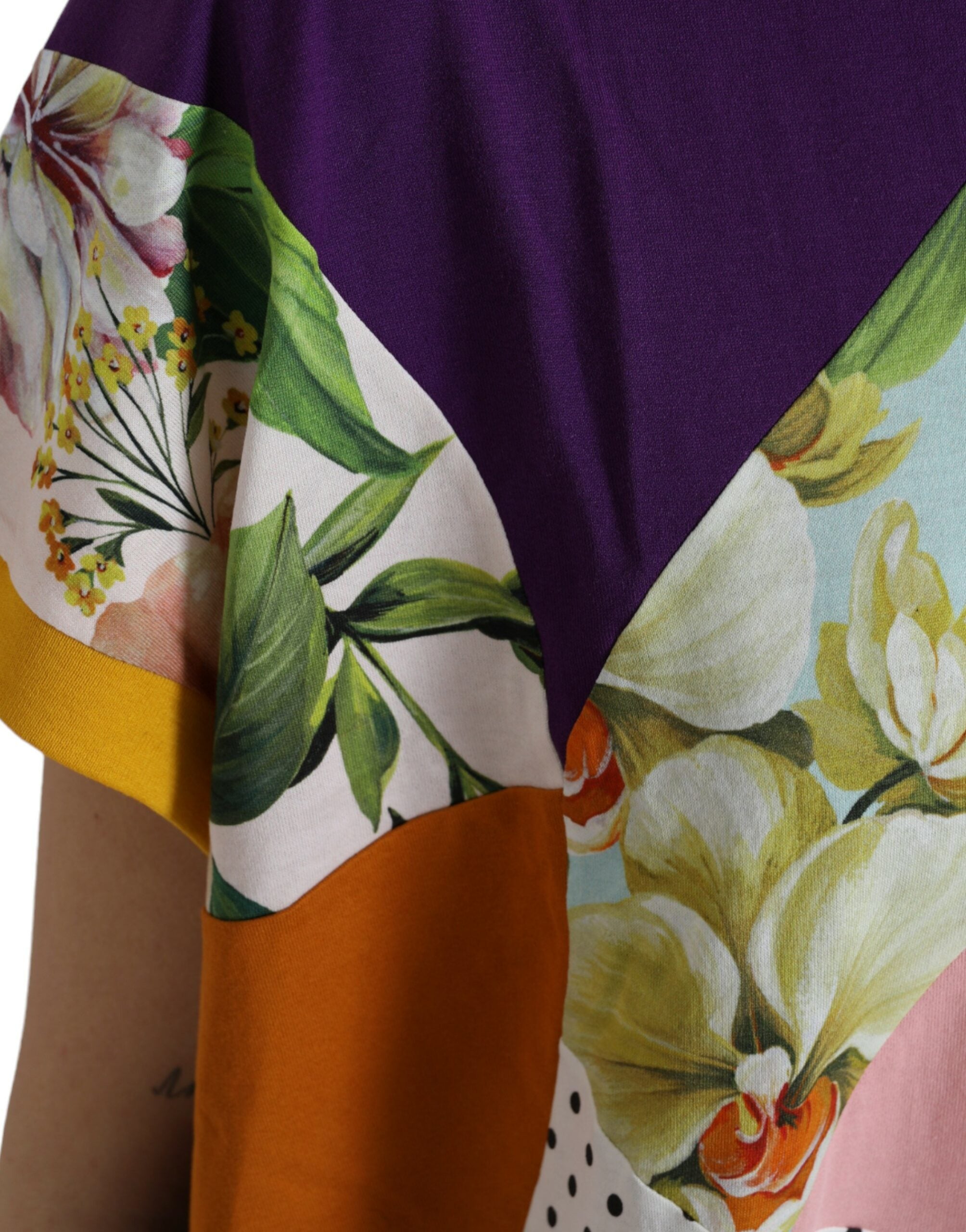 Dolce &amp; Gabbana Mehrfarbige Patchwork-Bluse aus Baumwolle und Seide
