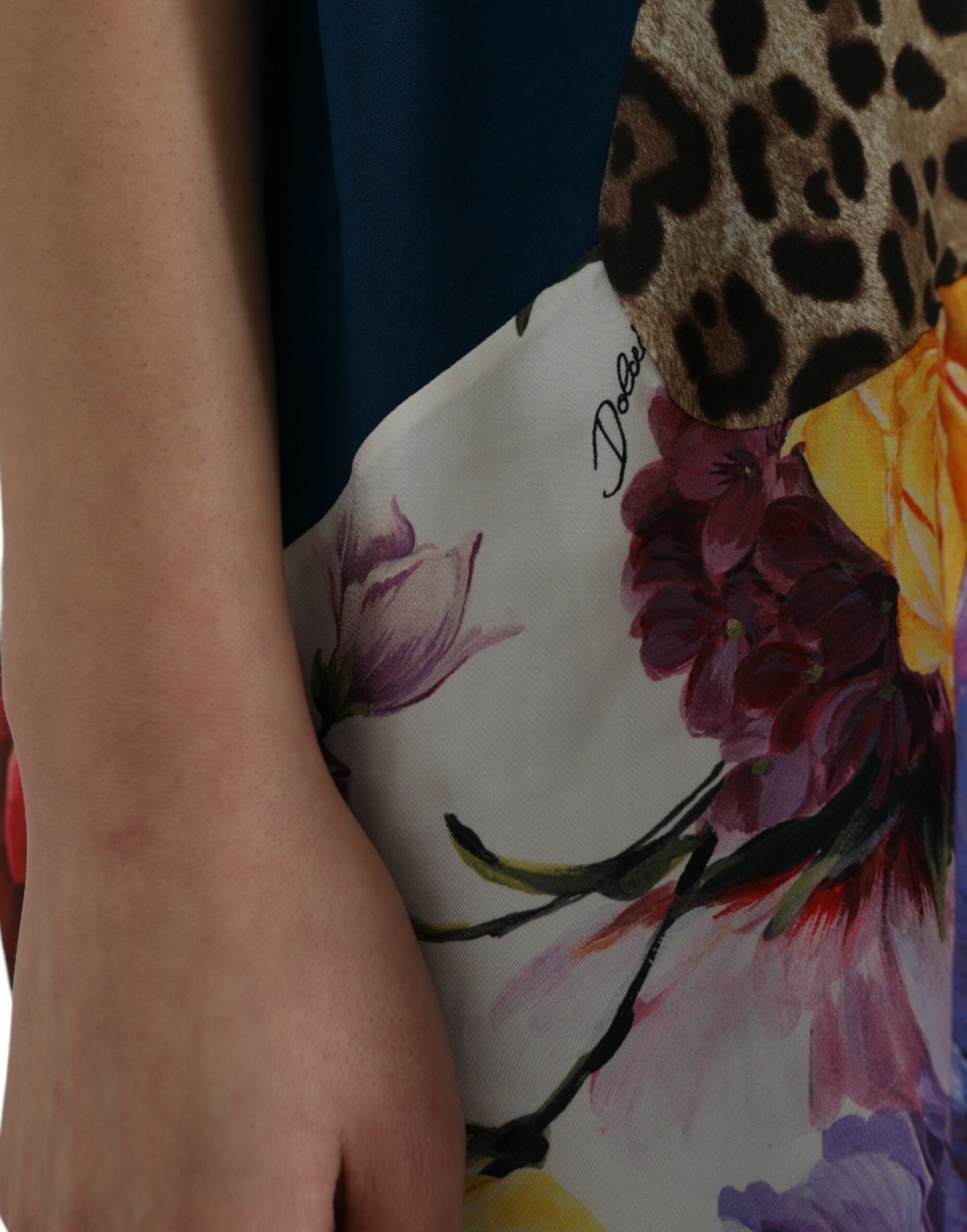 Dolce &amp; Gabbana Mehrfarbige Patchwork-Bluse aus Baumwolle und Seide
