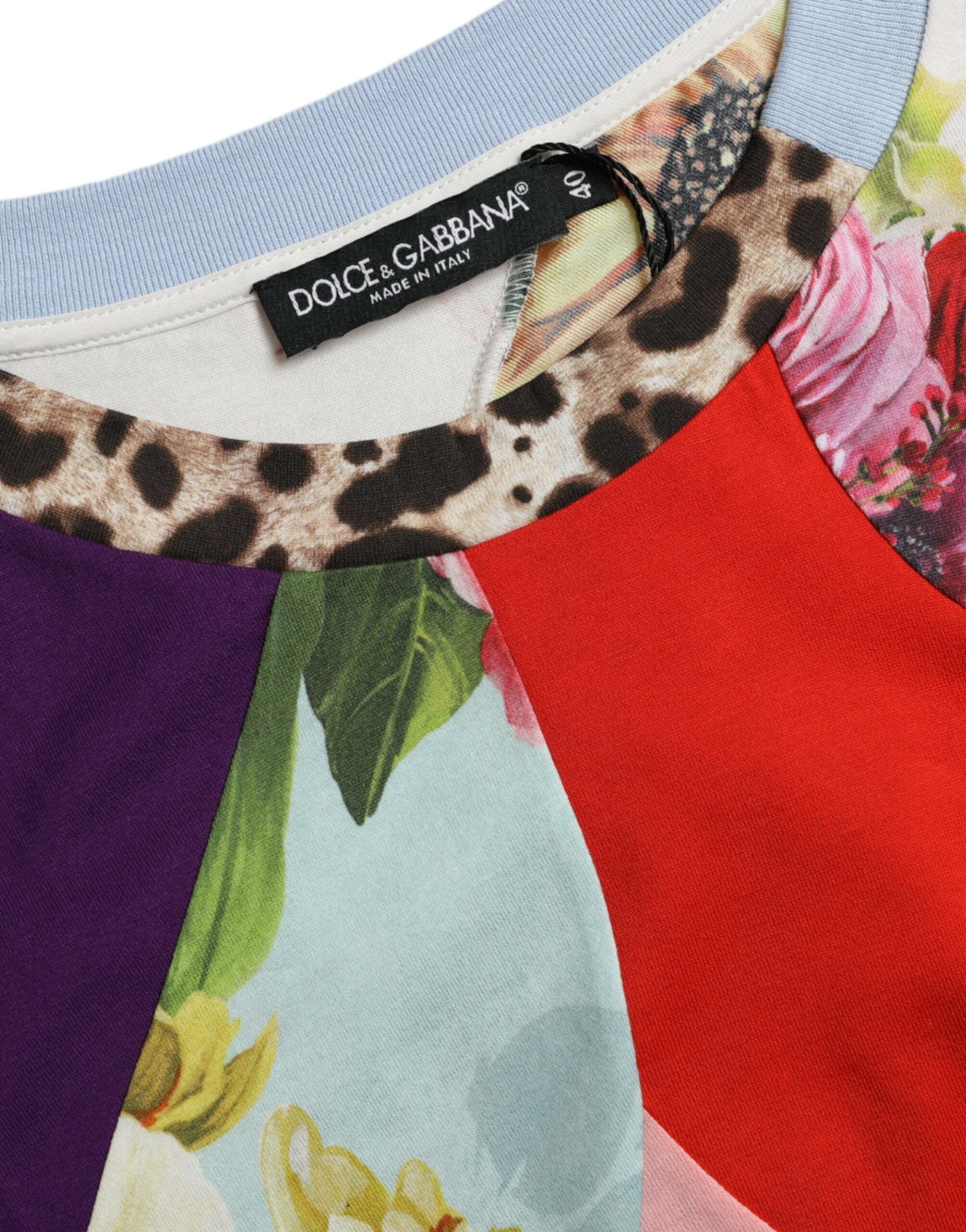 Dolce &amp; Gabbana Mehrfarbige Patchwork-Bluse aus Baumwolle und Seide