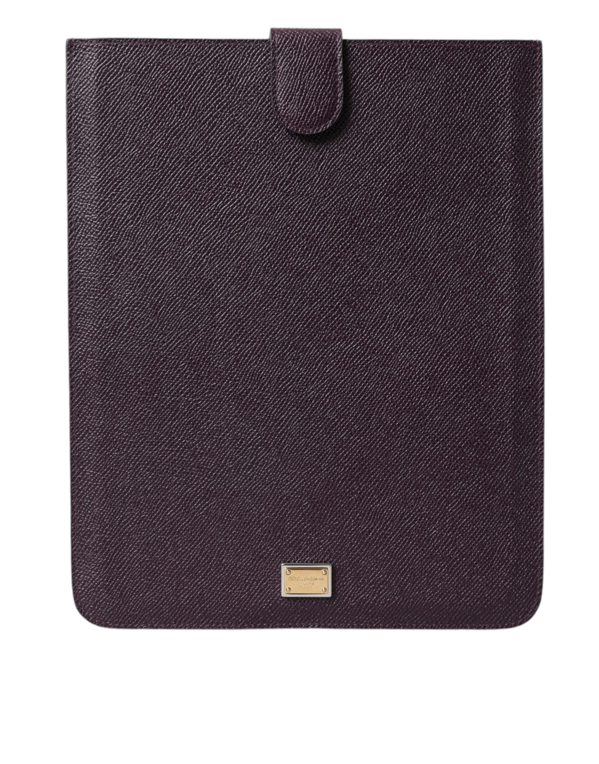 Dolce &amp; Gabbana Elegante Tablet-Tasche aus Leder in sattem Braun
