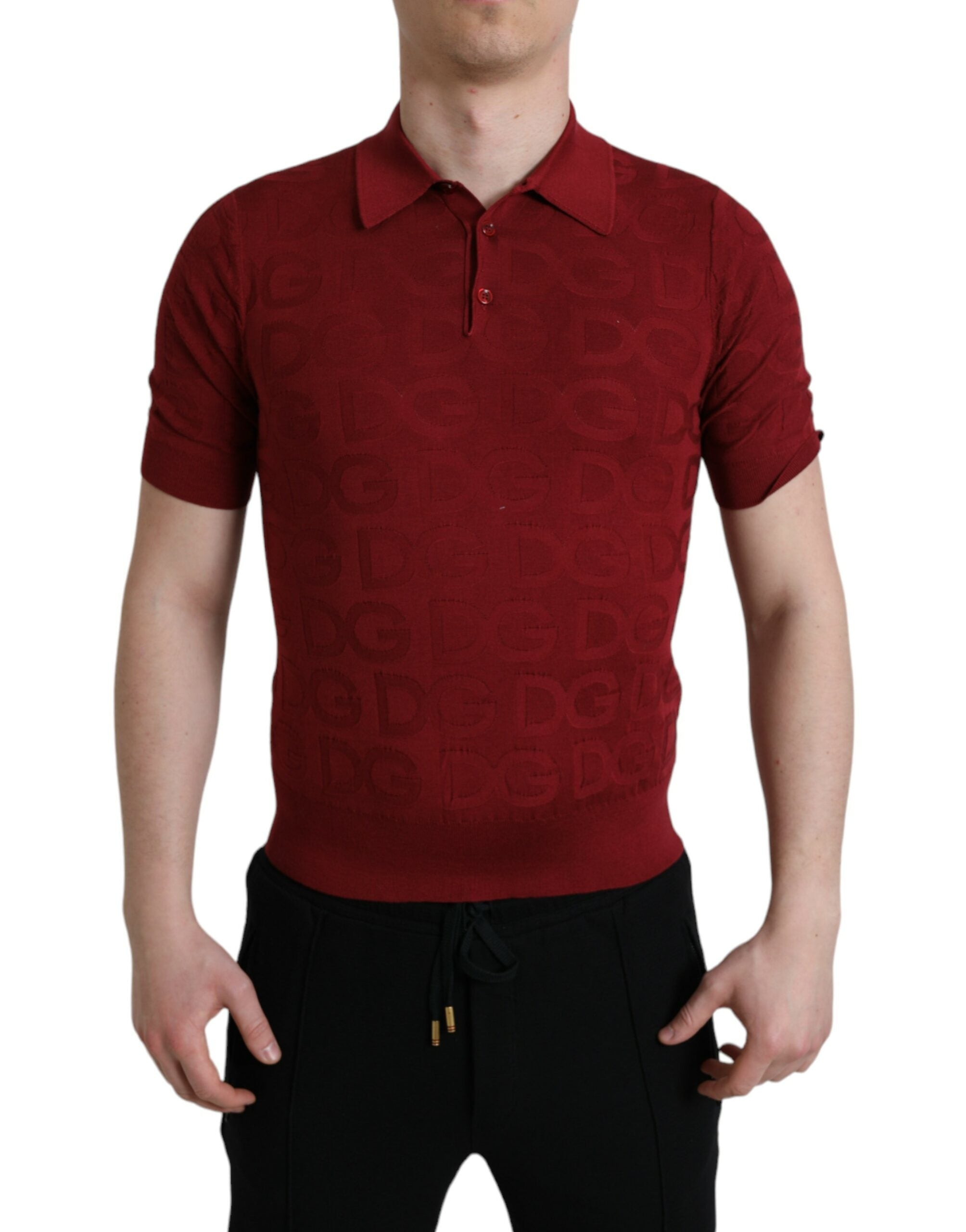Dolce &amp; Gabbana – Elegantes Polo-T-Shirt aus Seide in Kastanienbraun
