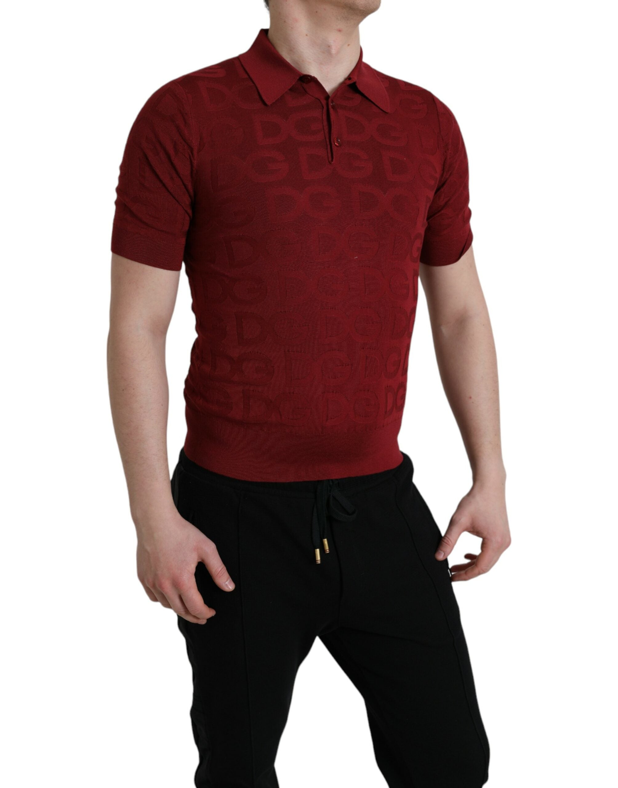 Dolce &amp; Gabbana – Elegantes Polo-T-Shirt aus Seide in Kastanienbraun