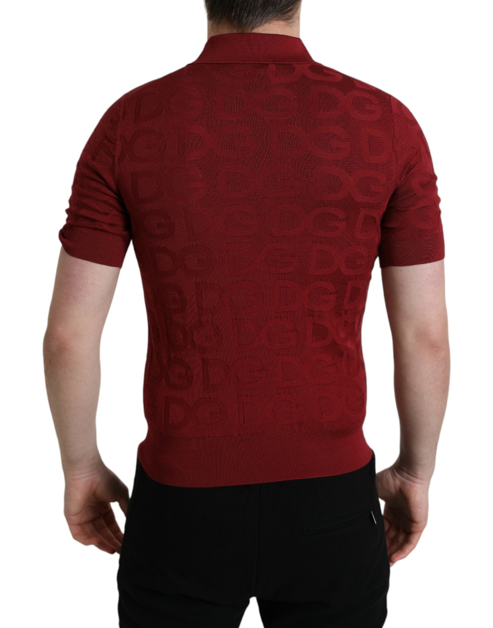 Dolce &amp; Gabbana – Elegantes Polo-T-Shirt aus Seide in Kastanienbraun