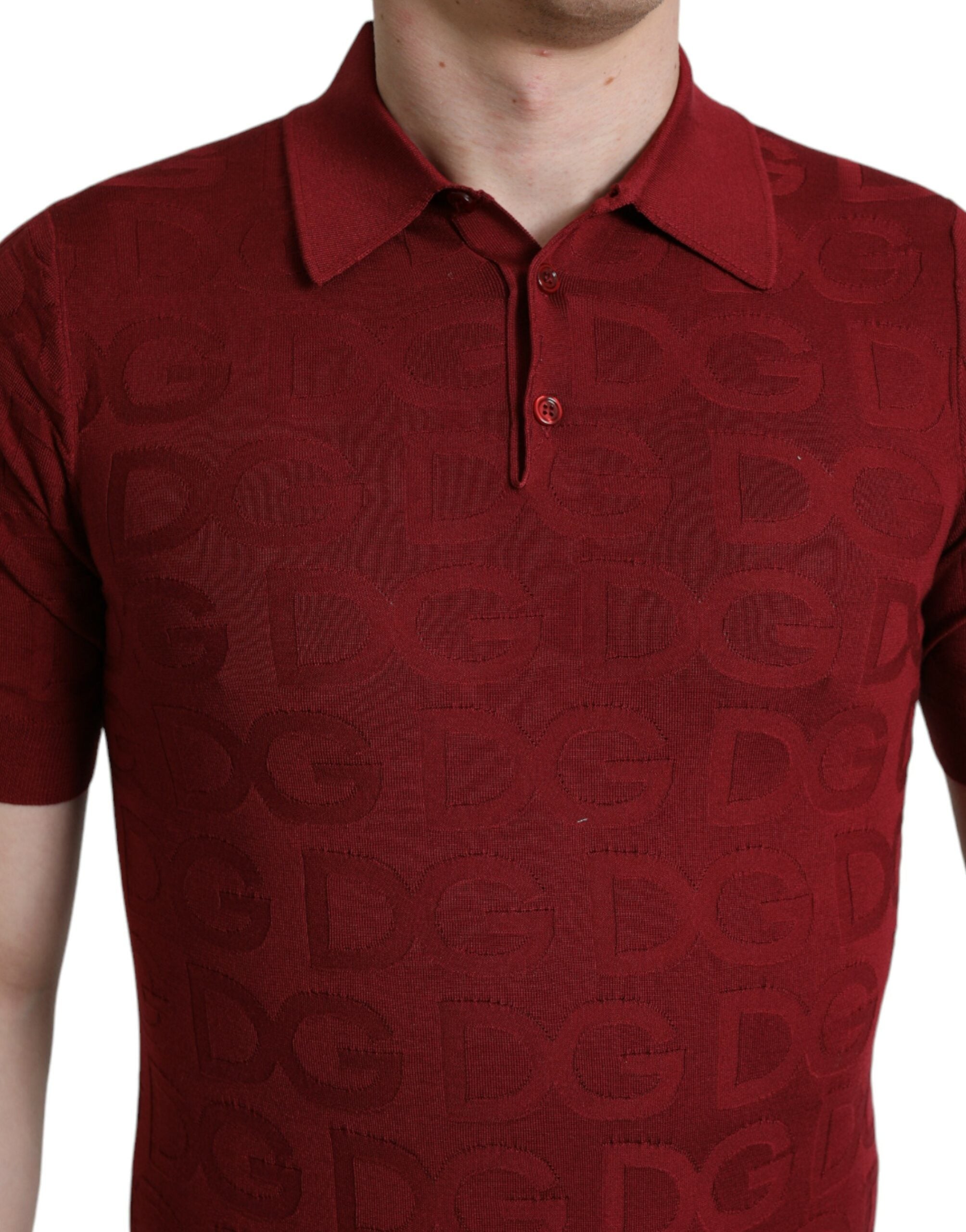 Dolce &amp; Gabbana – Elegantes Polo-T-Shirt aus Seide in Kastanienbraun