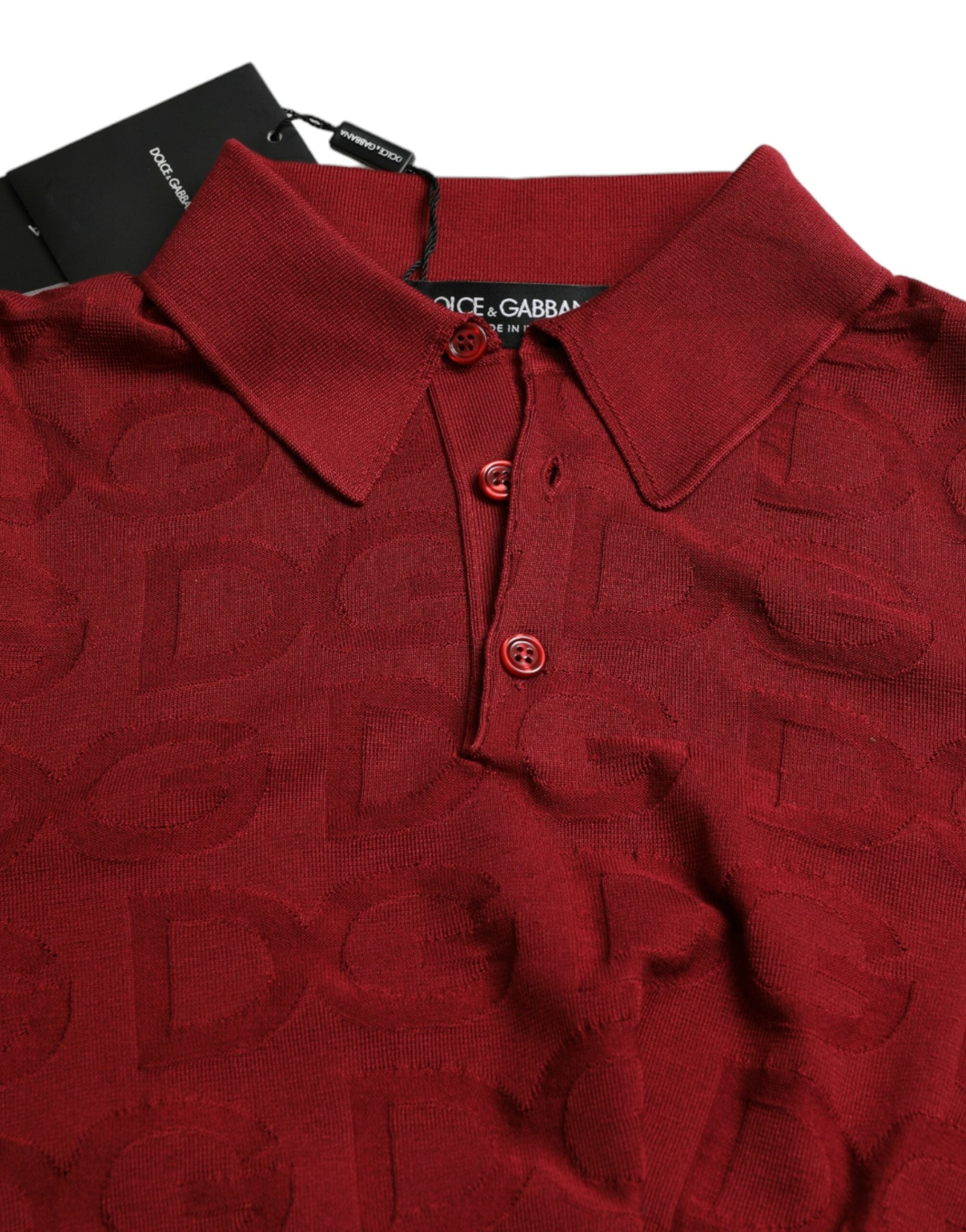 Dolce &amp; Gabbana – Elegantes Polo-T-Shirt aus Seide in Kastanienbraun