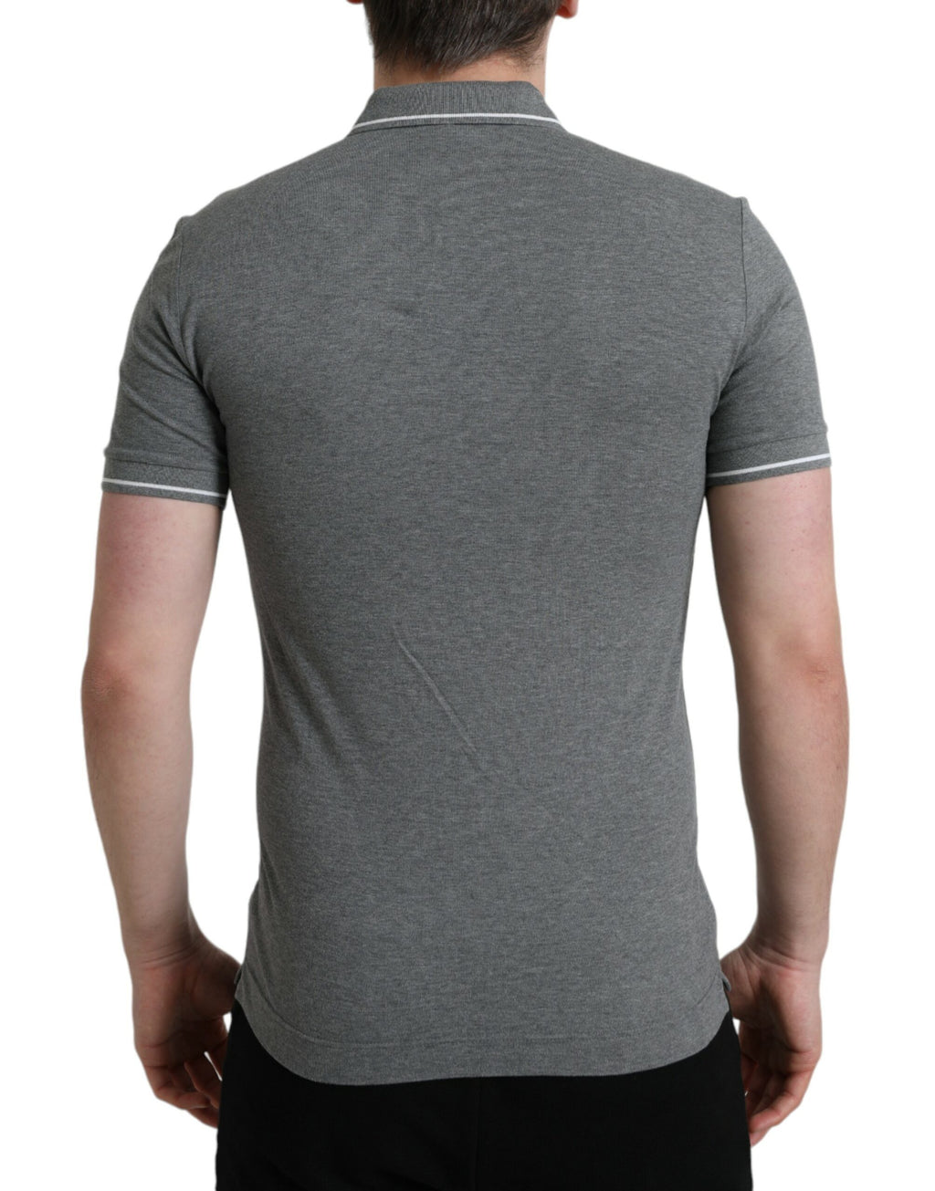 Dolce &amp; Gabbana Elegantes Polo-T-Shirt aus grauer Baumwolle