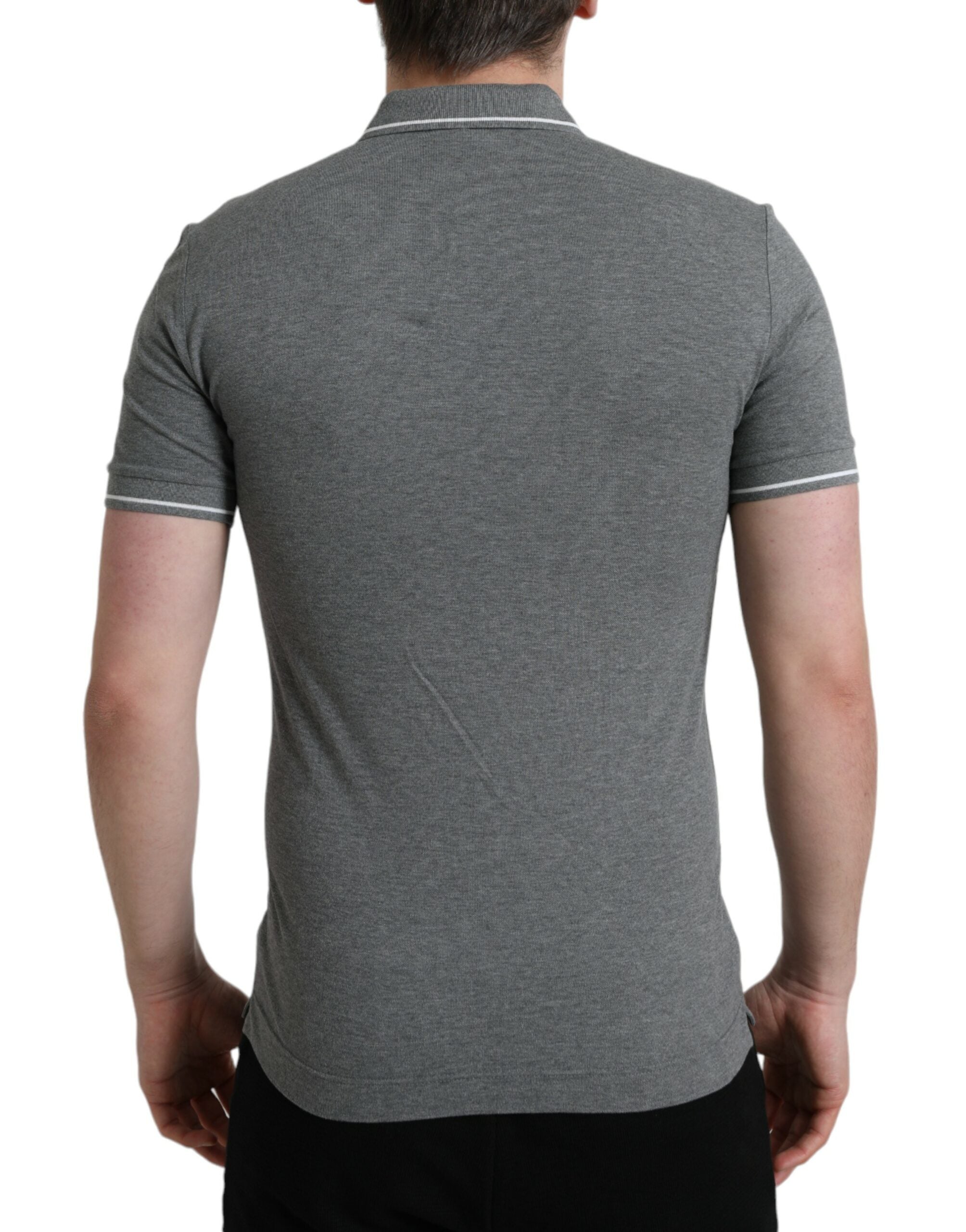 Dolce &amp; Gabbana Elegantes Polo-T-Shirt aus grauer Baumwolle