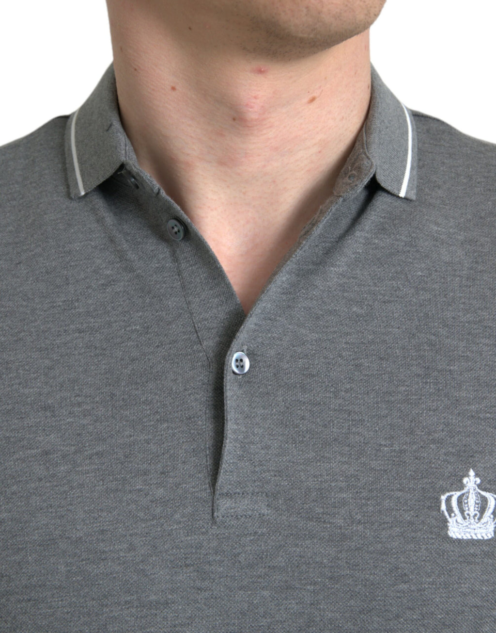 Dolce &amp; Gabbana Elegantes Polo-T-Shirt aus grauer Baumwolle