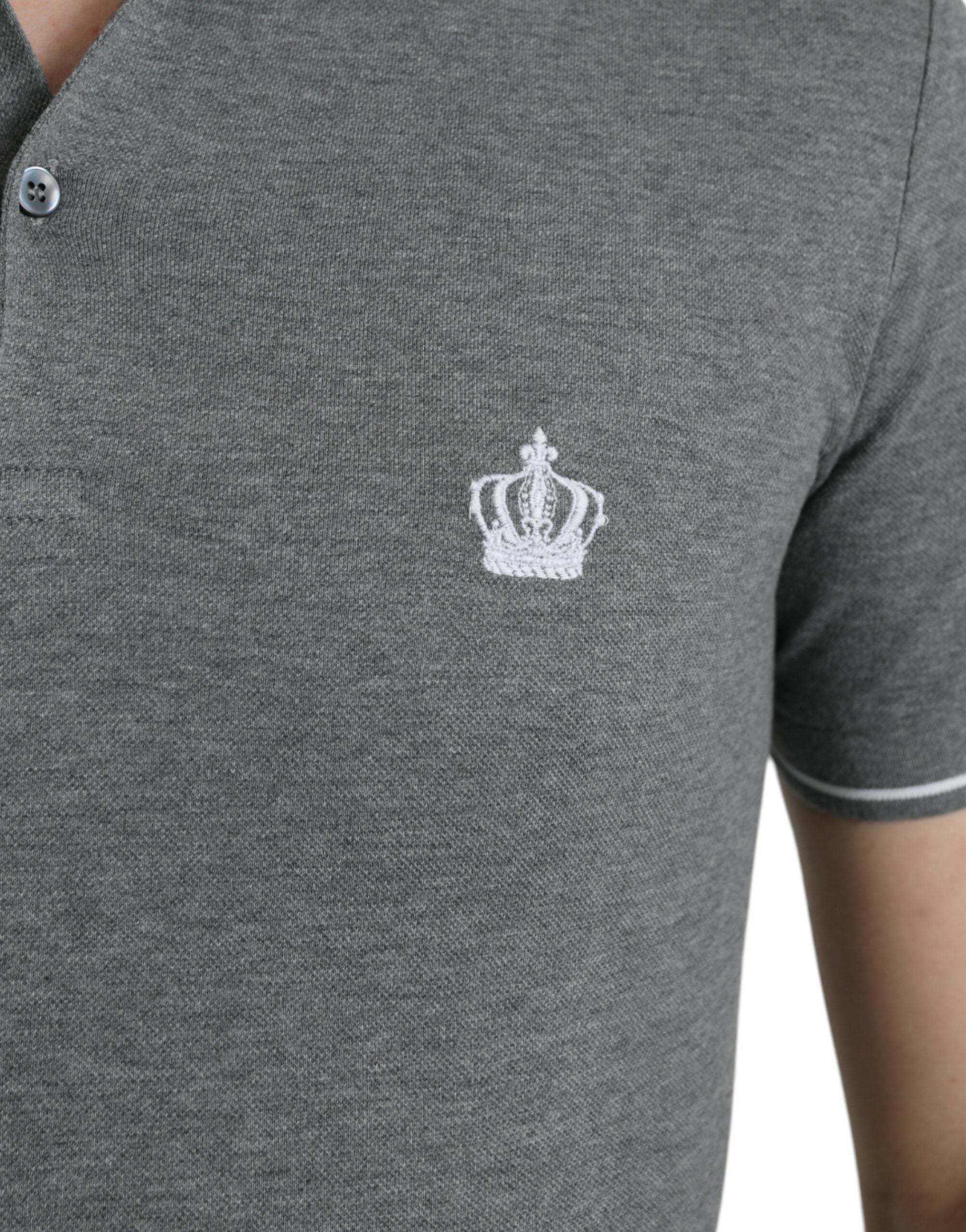 Dolce &amp; Gabbana Elegantes Polo-T-Shirt aus grauer Baumwolle