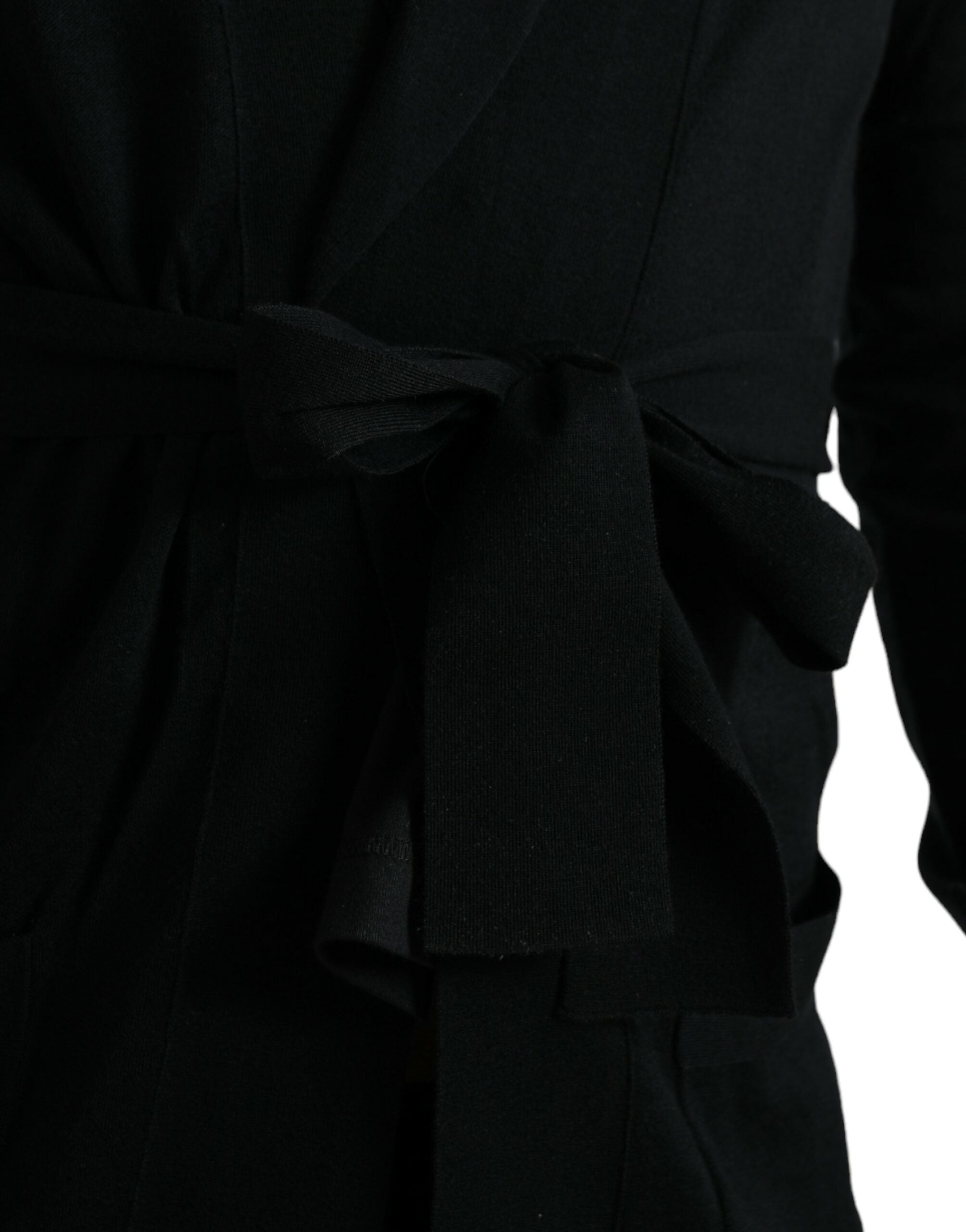 Dolce &amp; Gabbana – Eleganter schwarzer Kaschmir-Bademantel mit Taillengürtel