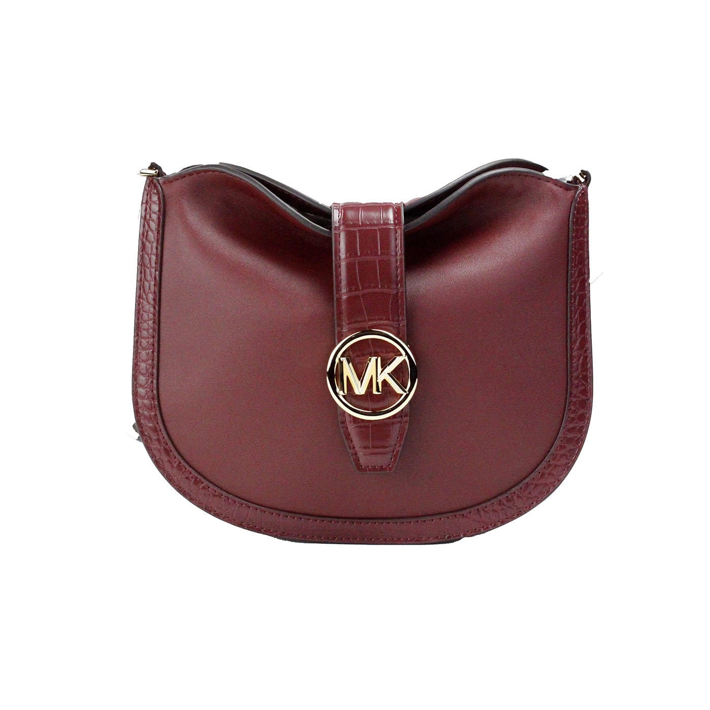 Michael Kors Gabby, kleine Hobo-Umhängetasche aus Leder mit Umschlag in dunklem Kirschrot