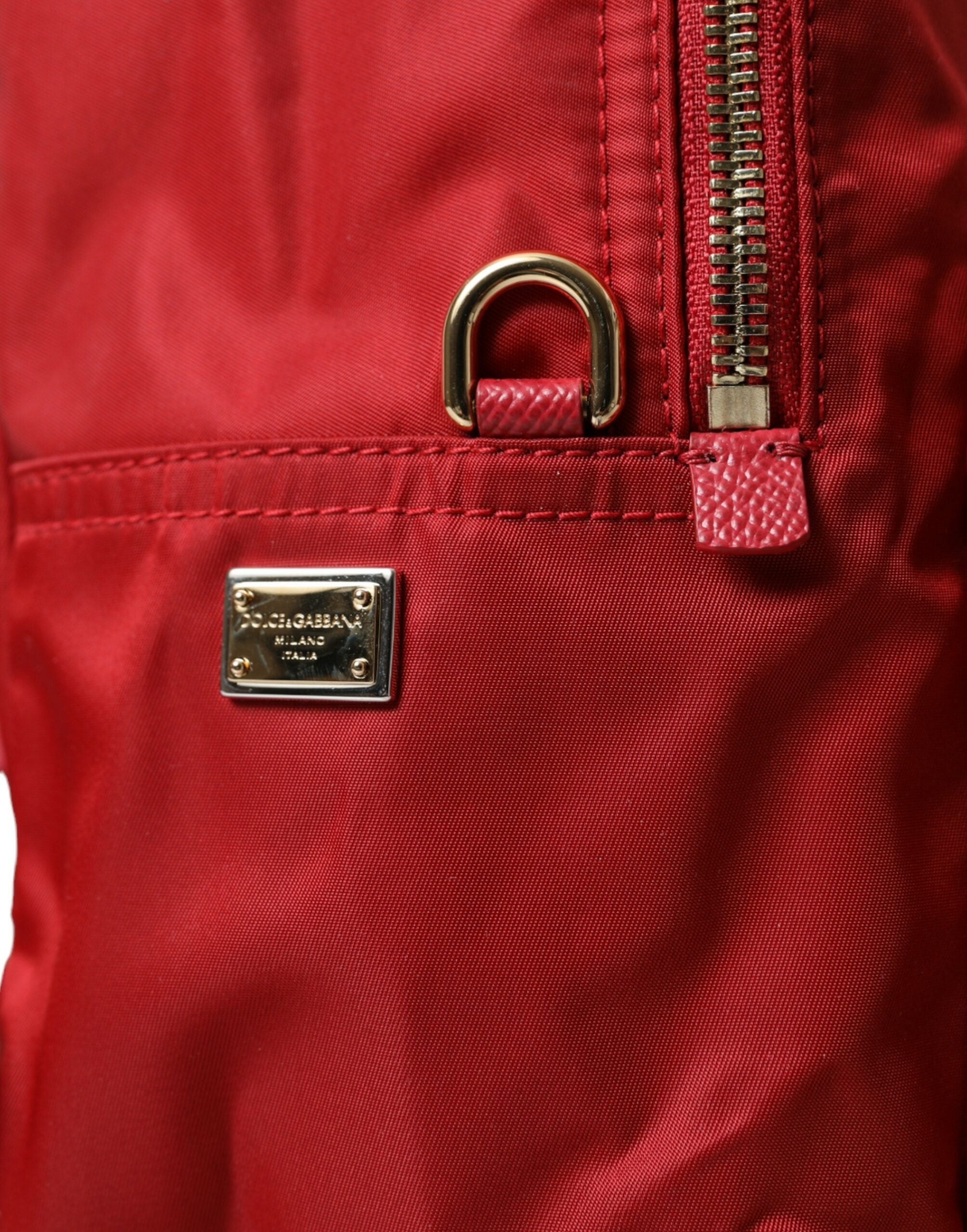 Dolce &amp; Gabbana – Verzierter roter Rucksack mit goldenen Details