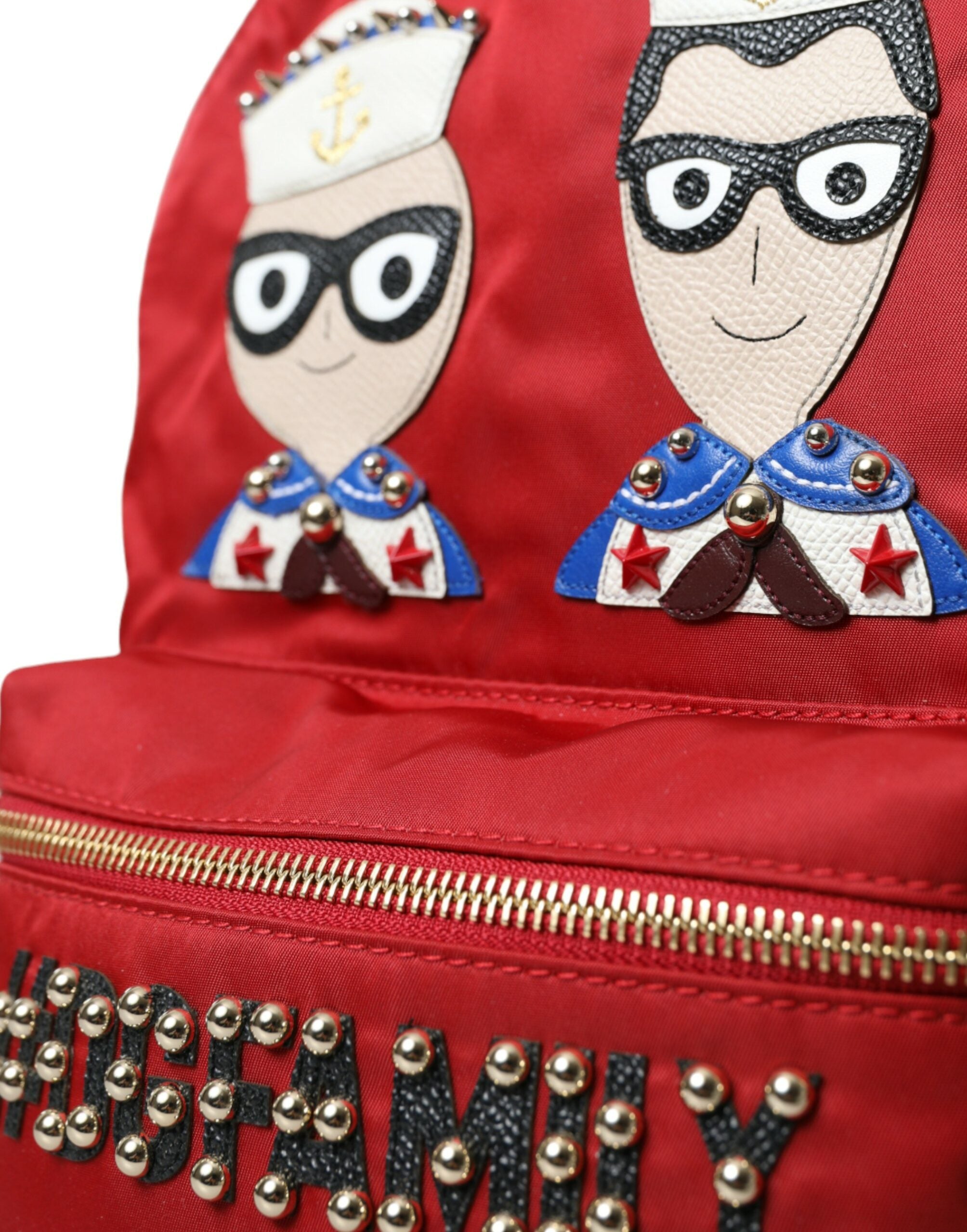 Dolce &amp; Gabbana – Verzierter roter Rucksack mit goldenen Details