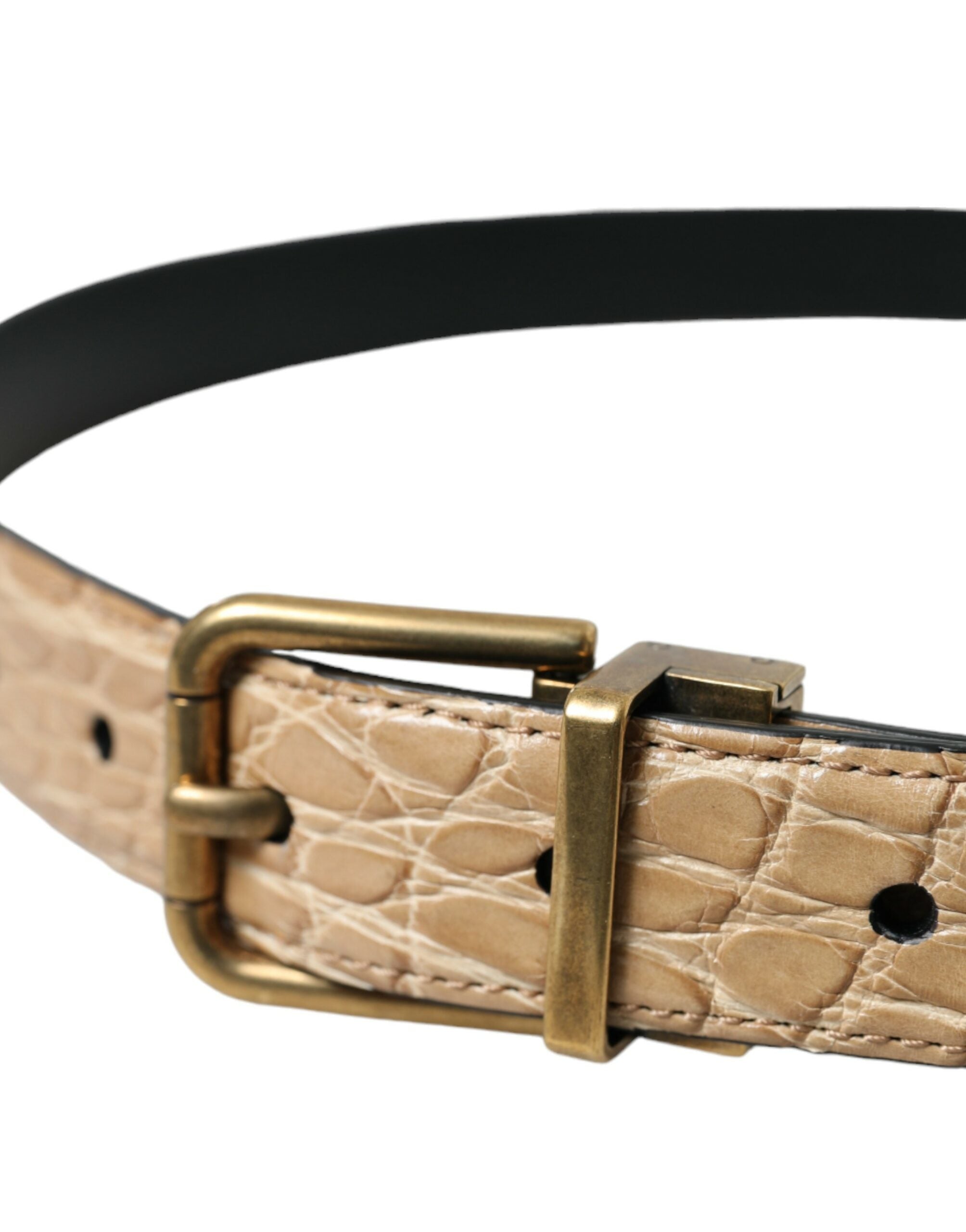 Dolce &amp; Gabbana Eleganter beigefarbener Ledergürtel