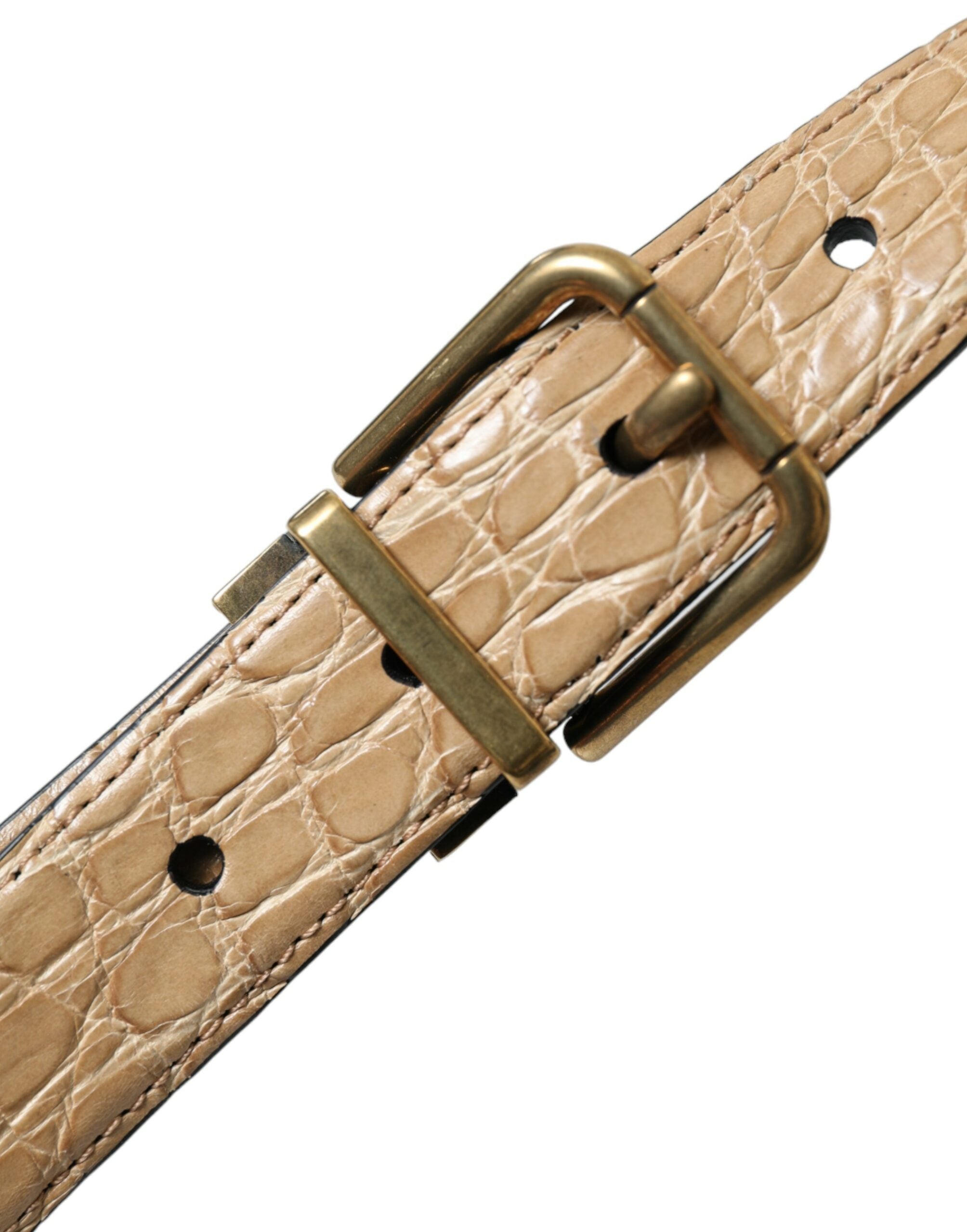 Dolce &amp; Gabbana Eleganter beigefarbener Ledergürtel