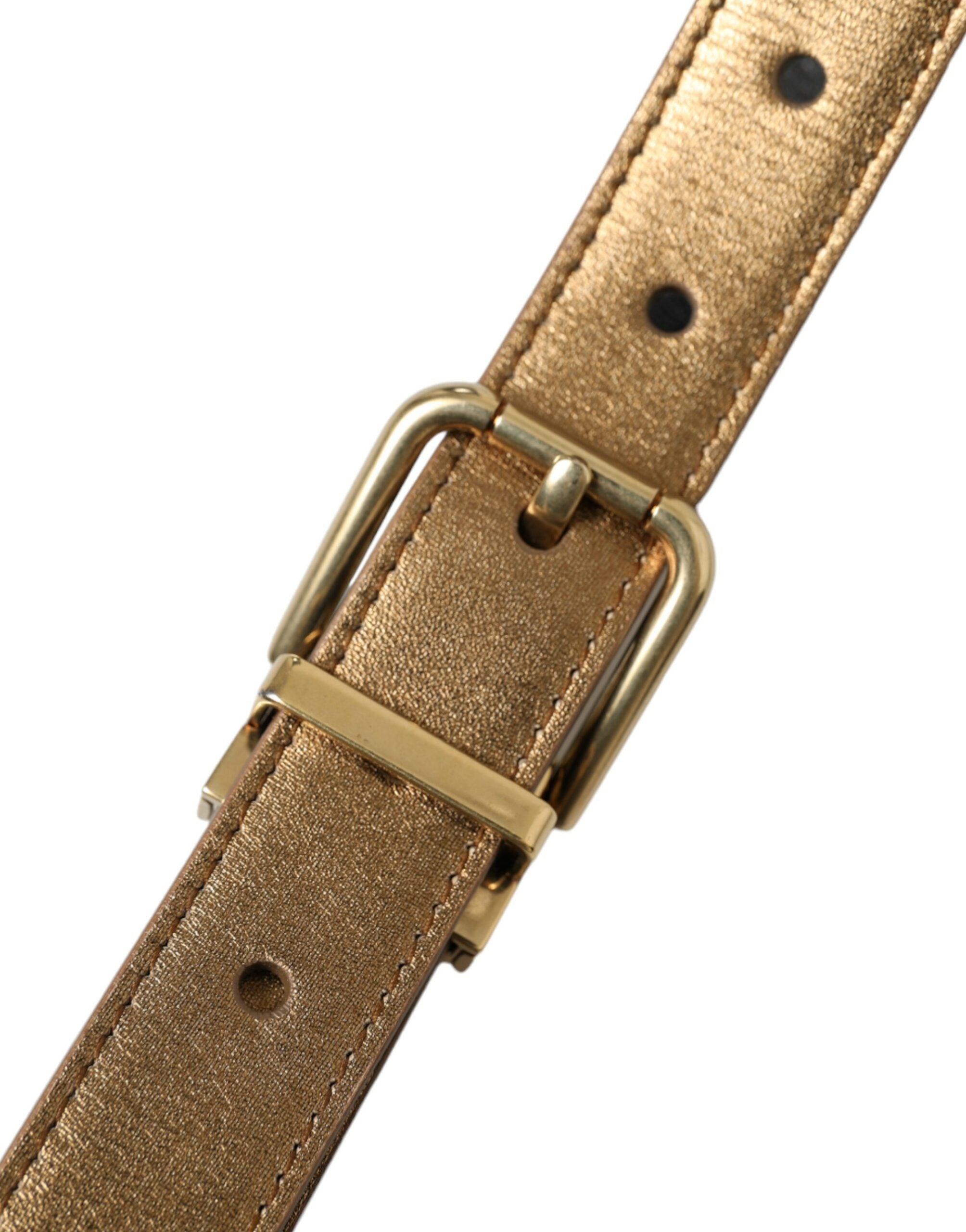 Dolce &amp; Gabbana Metallic-Gold-Ledergürtel – Zeitlose Eleganz