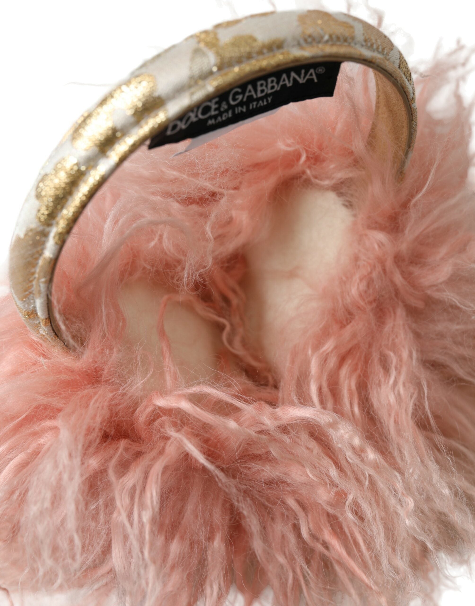 Dolce &amp; Gabbana Elegante Ohrenschützer aus rosa Pelz – Schickes Winteraccessoire