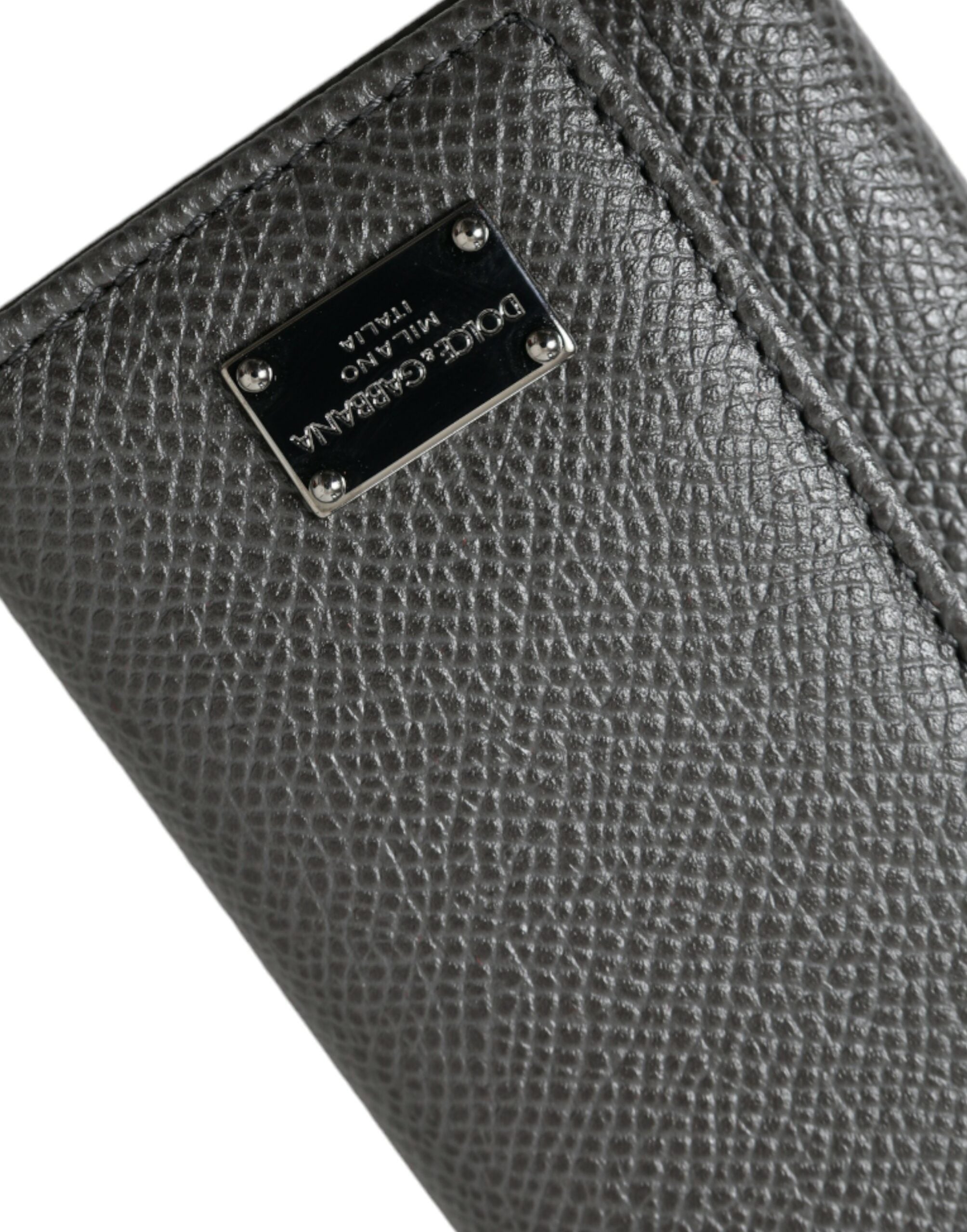 Dolce &amp; Gabbana Chic Dreifach-Schlüsseletui aus grauem Leder