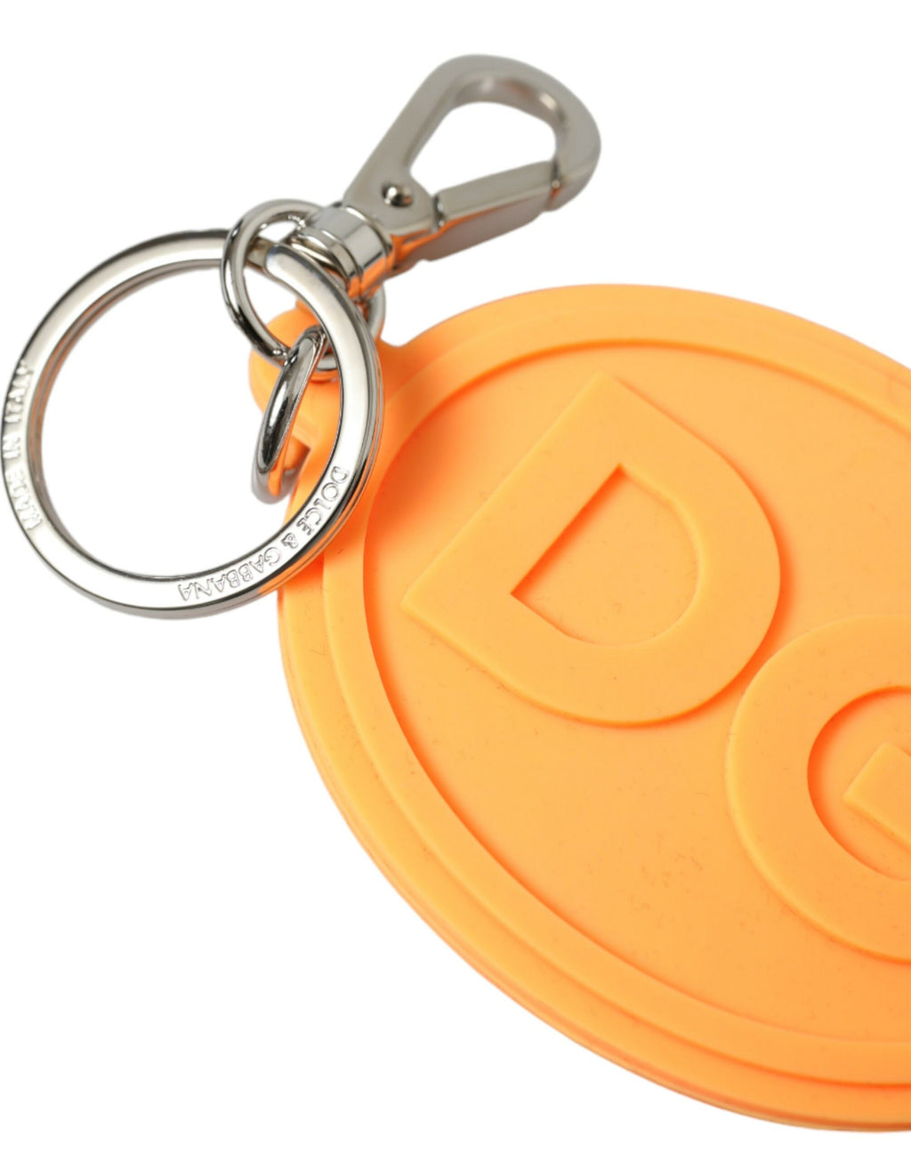 Dolce &amp; Gabbana – Eleganter orangefarbener Schlüsselanhänger mit silbernem Detail