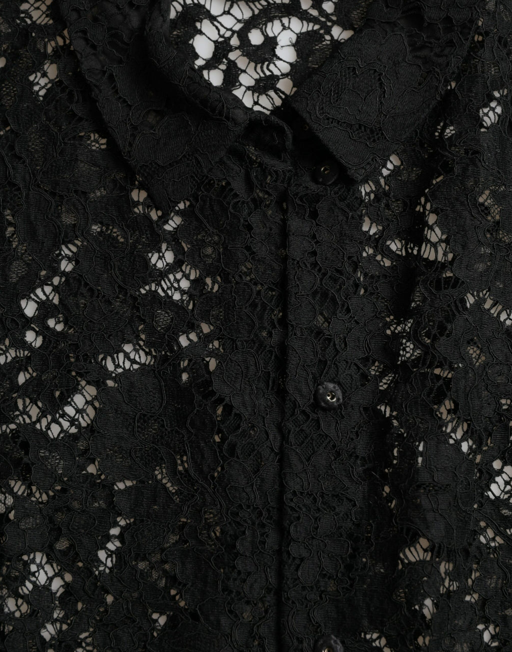 Dolce & Gabbana Black Floral Lace Long Sleeves Blouse Top
