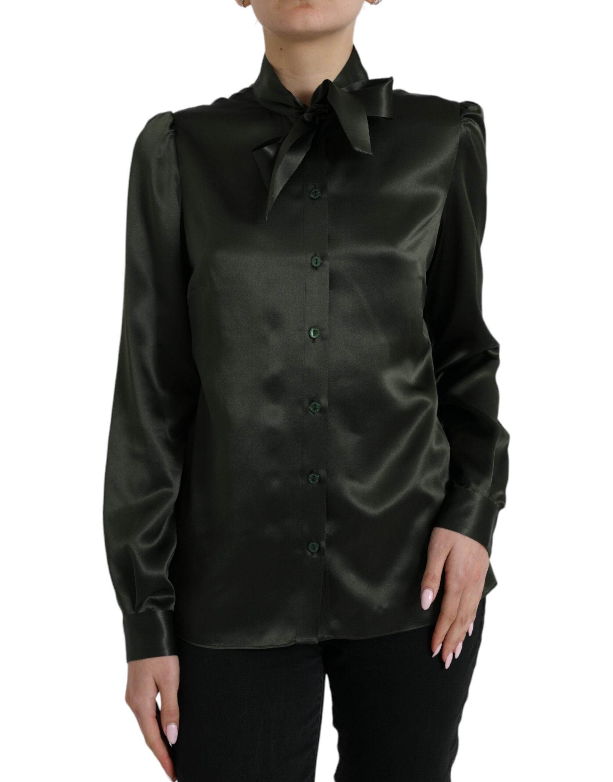 Dolce &amp; Gabbana Elegante Bluse mit Ascot-Kragen aus Seide