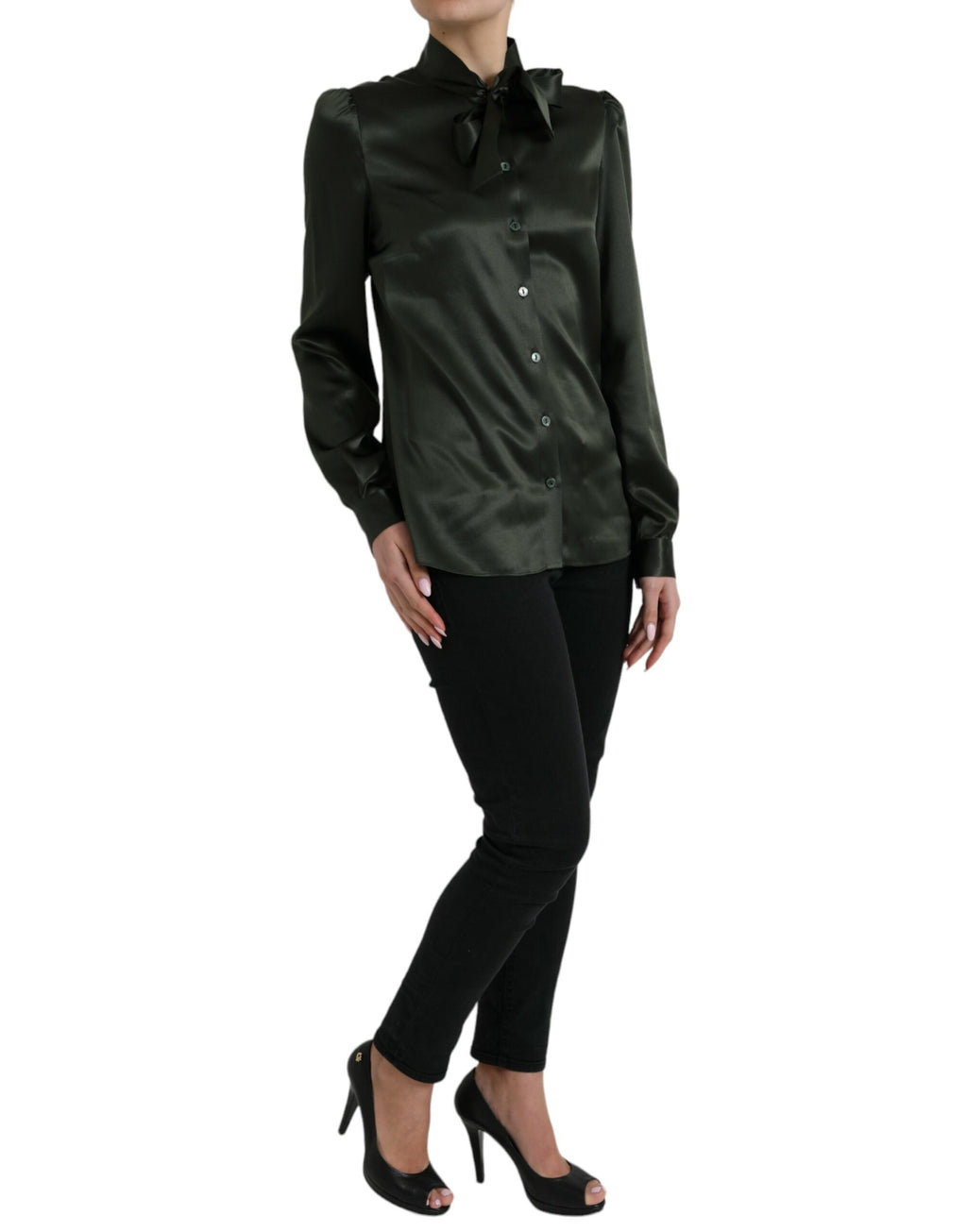 Dolce &amp; Gabbana Elegante Bluse mit Ascot-Kragen aus Seide