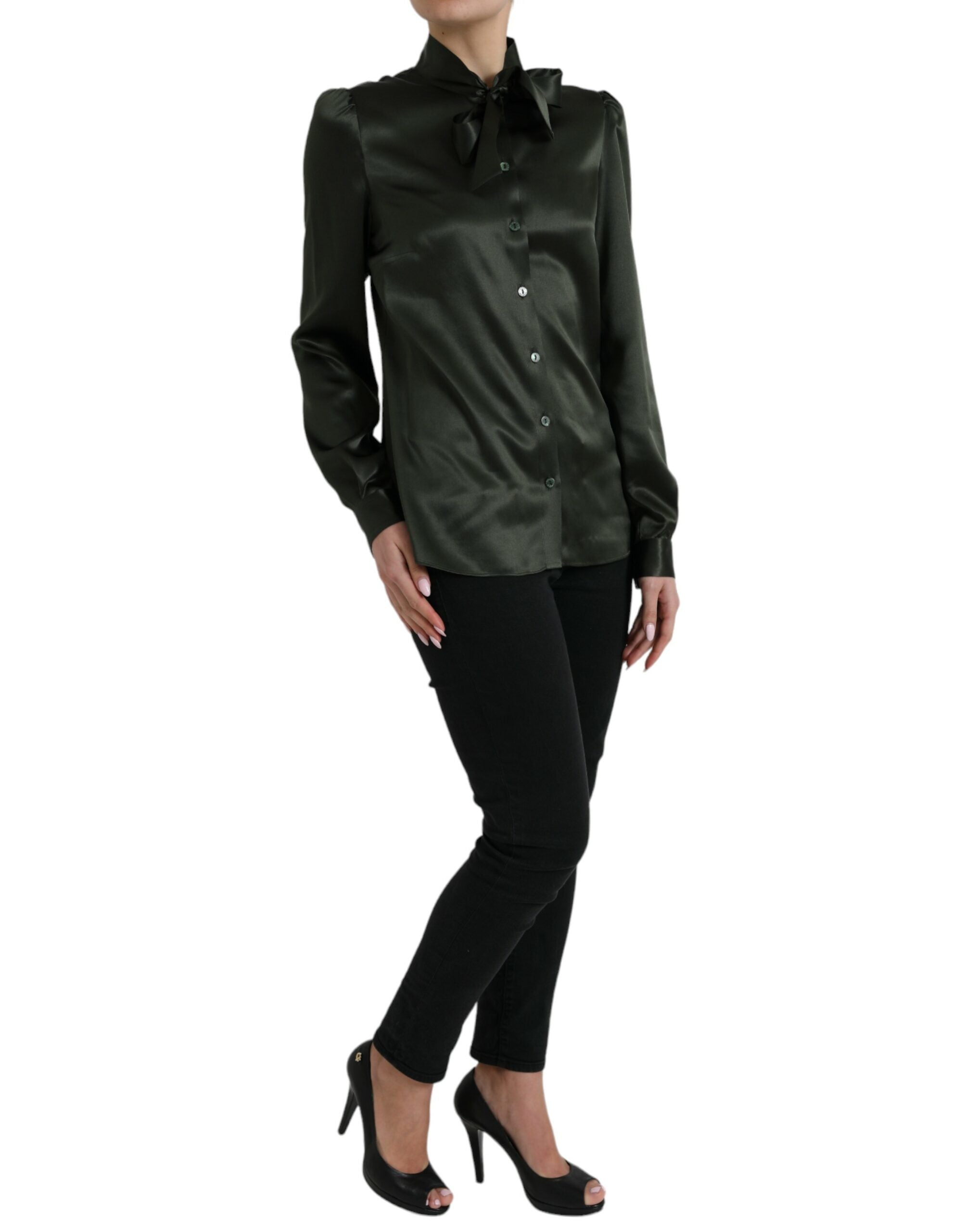 Dolce &amp; Gabbana Elegante Bluse mit Ascot-Kragen aus Seide