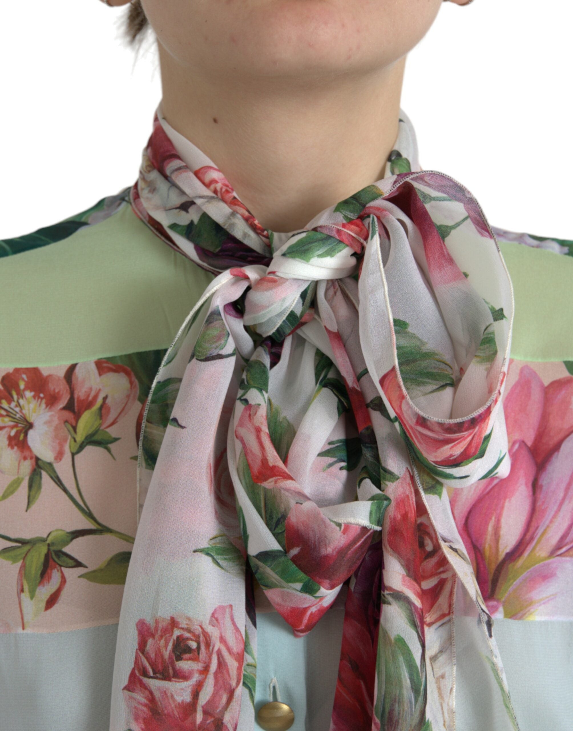 Dolce &amp; Gabbana Elegantes, mehrfarbiges Langarmtop aus Seidenmischung
