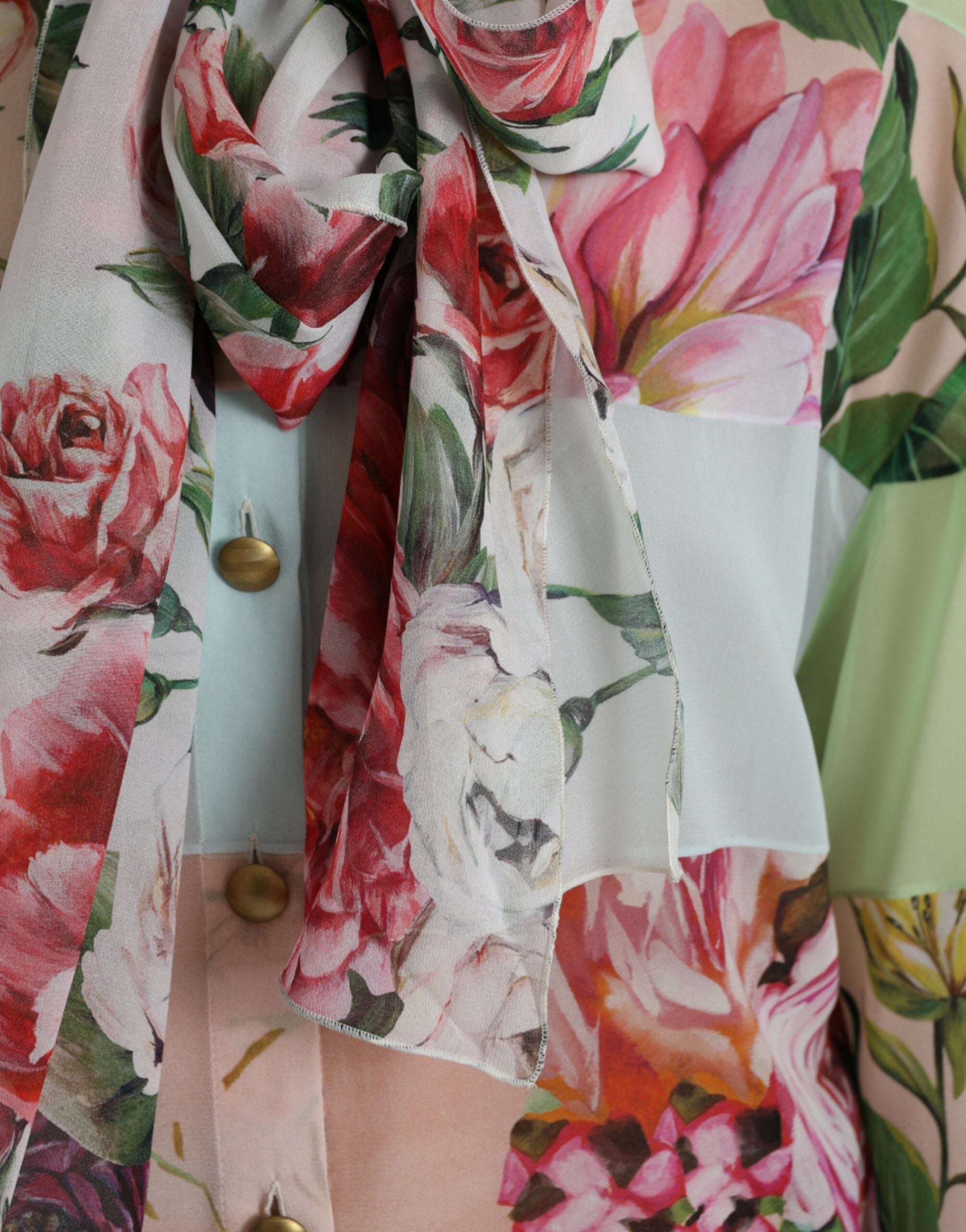Dolce &amp; Gabbana Elegantes, mehrfarbiges Langarmtop aus Seidenmischung